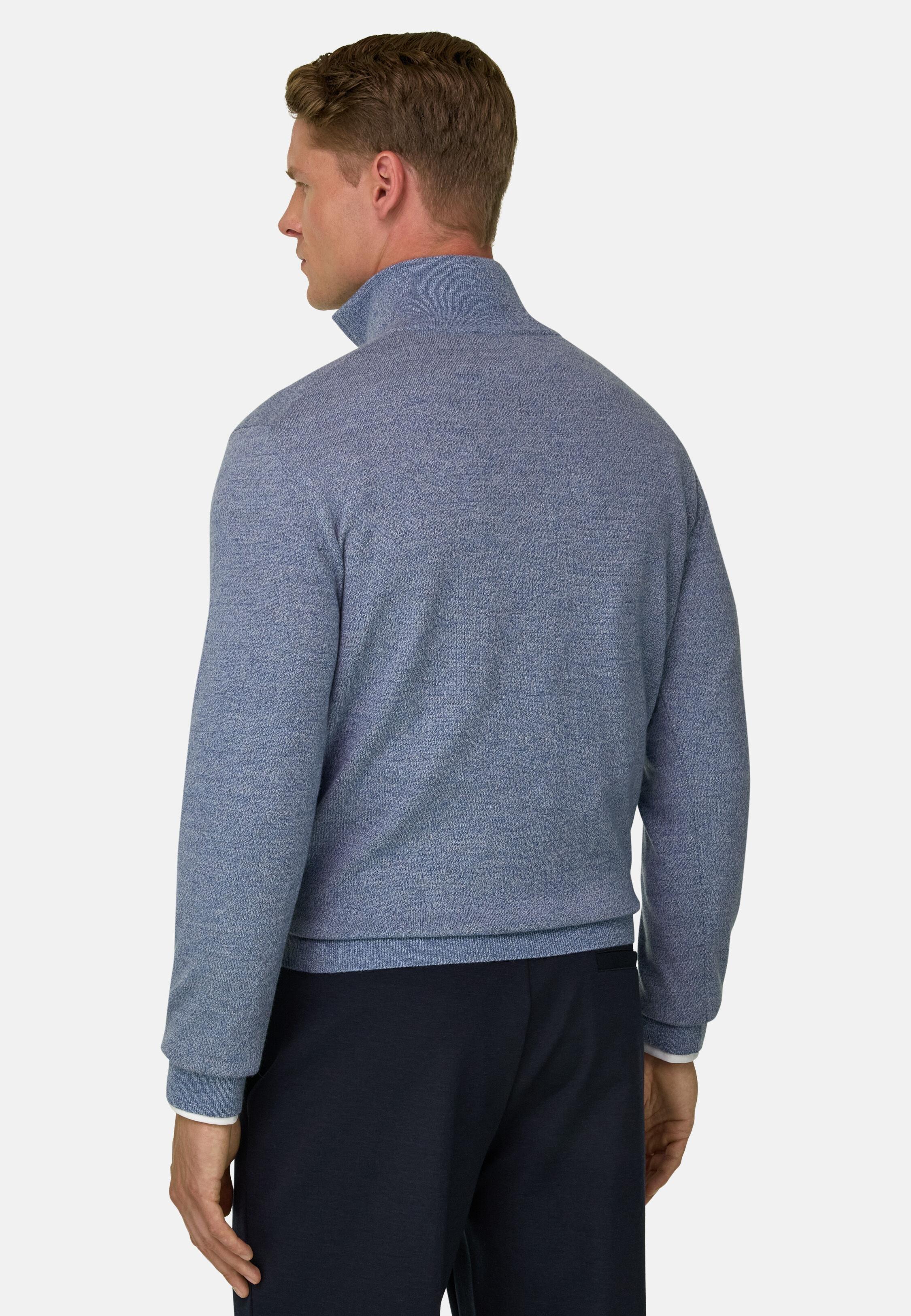 Roll Neck Jumper Quarter-Zip Merino Wool Cashwool&reg; Moulin&eacute; Light Blue, Light Blue, large image number 2