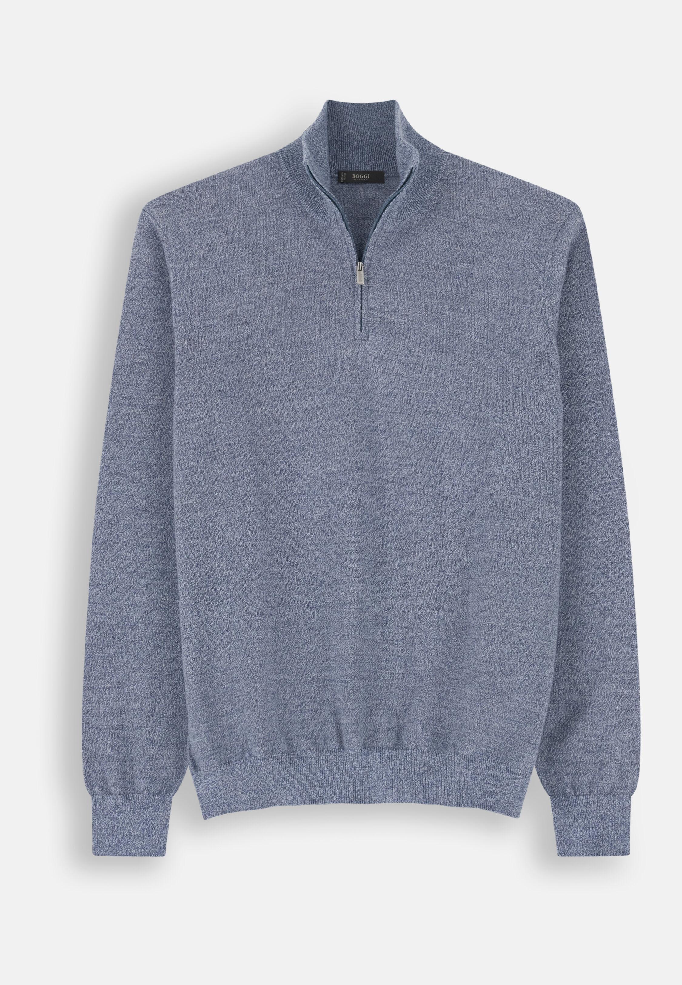 Roll Neck Jumper Quarter-Zip Merino Wool Cashwool&reg; Moulin&eacute; Light Blue, Light Blue, large image number 3