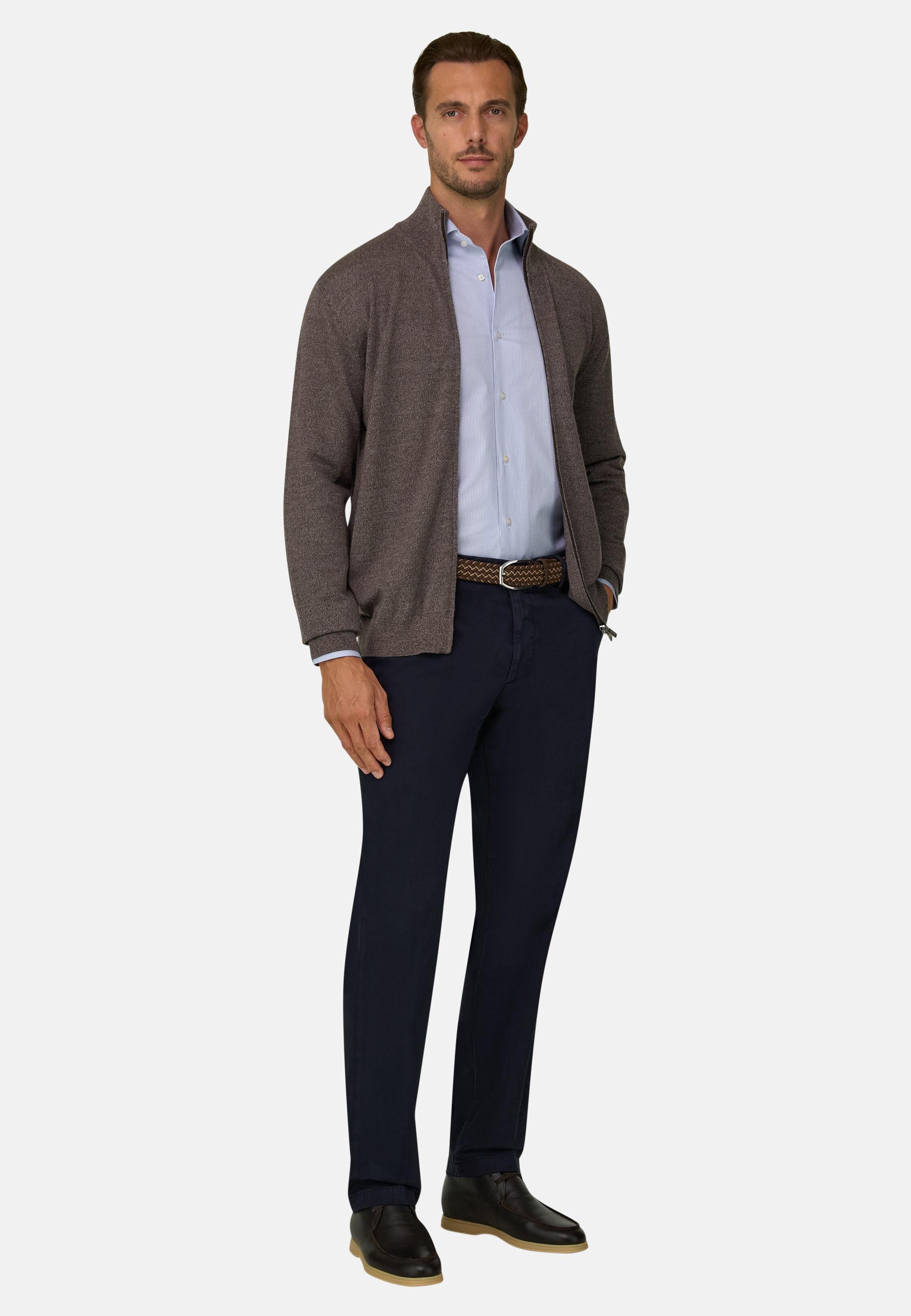 Full-Zip Jumper in Merino Wool Cashwool&reg; Moulin&eacute; Taupe, Taupe, large image number 0