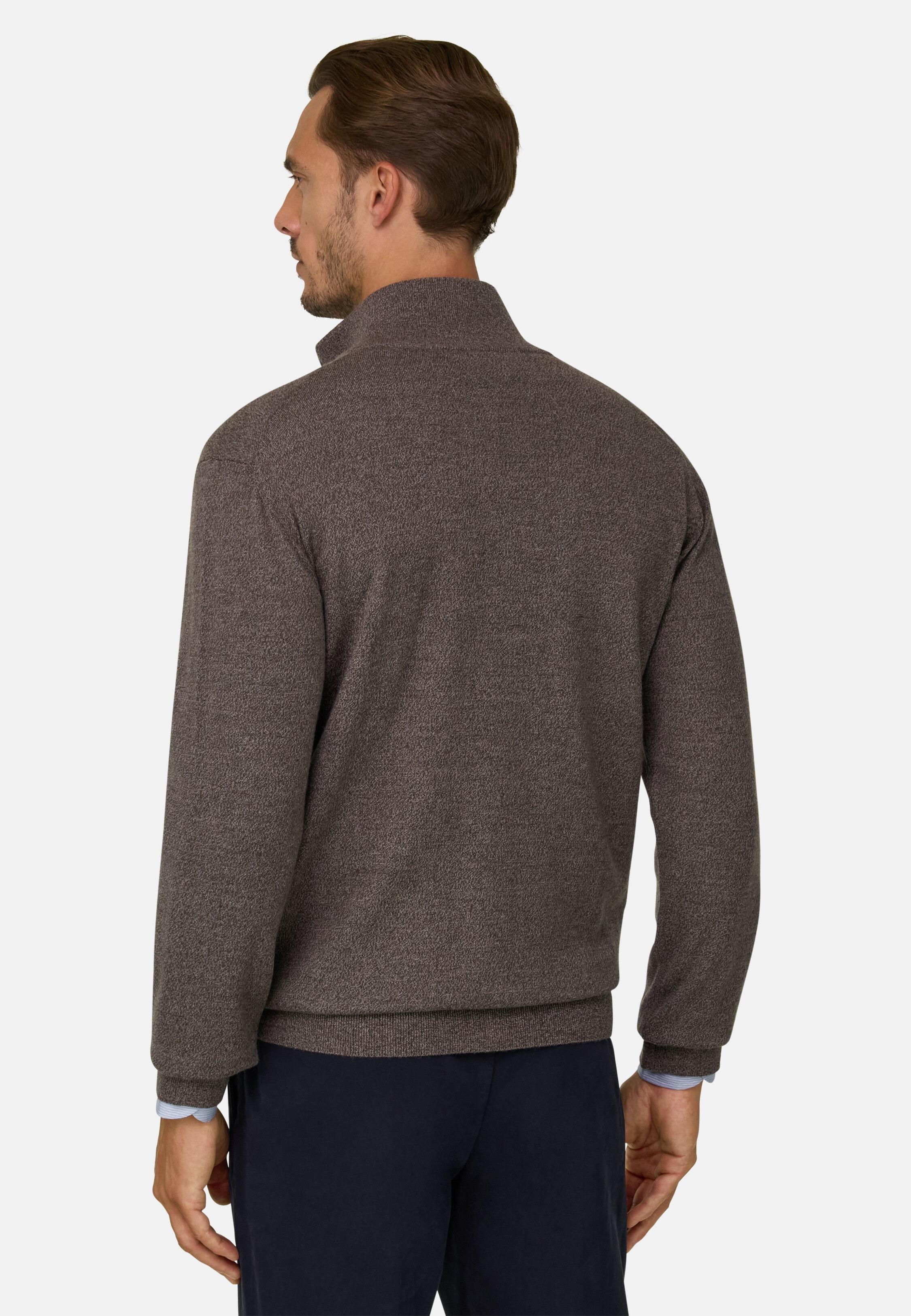Full-Zip Jumper in Merino Wool Cashwool&reg; Moulin&eacute; Taupe, Taupe, large image number 3