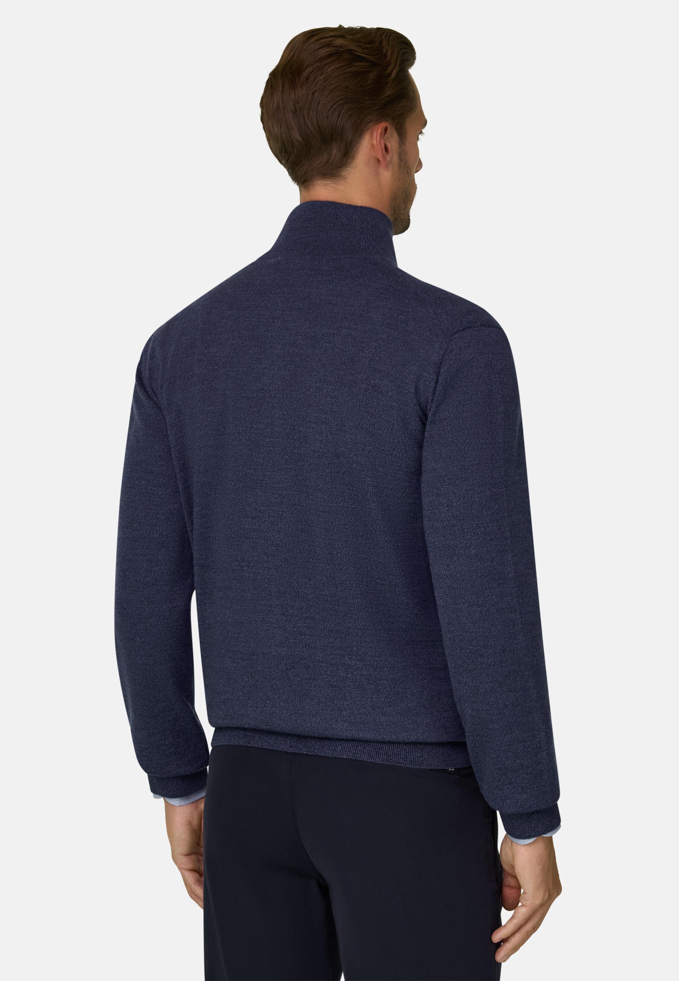 Full-Zip Jumper in Merino Wool Cashwool&reg; Moulin&eacute; Indigo, Indigo, large image number 2