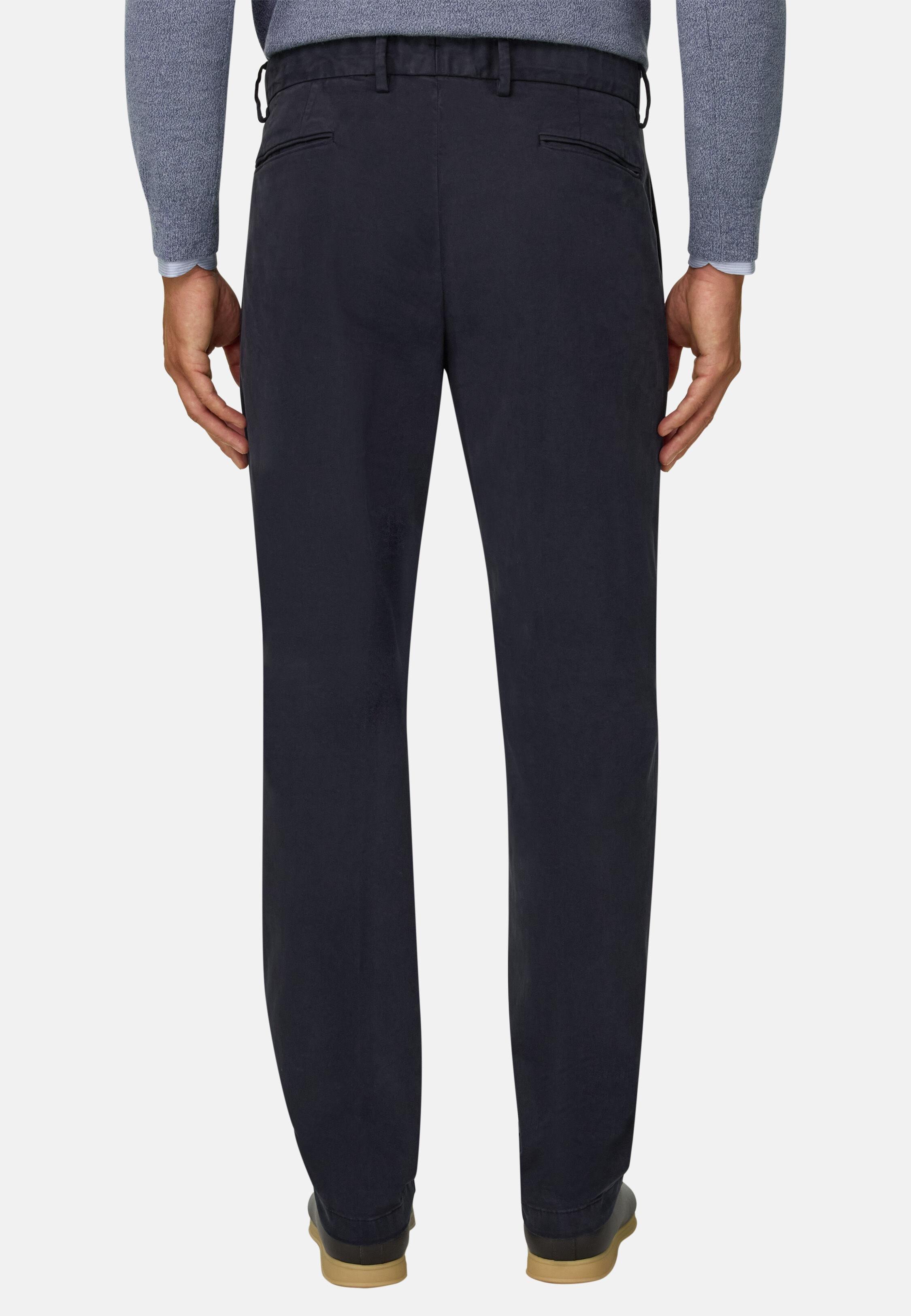 Trousers in Stretch Cotton, Navy Blue, Navy blue, large image number 3