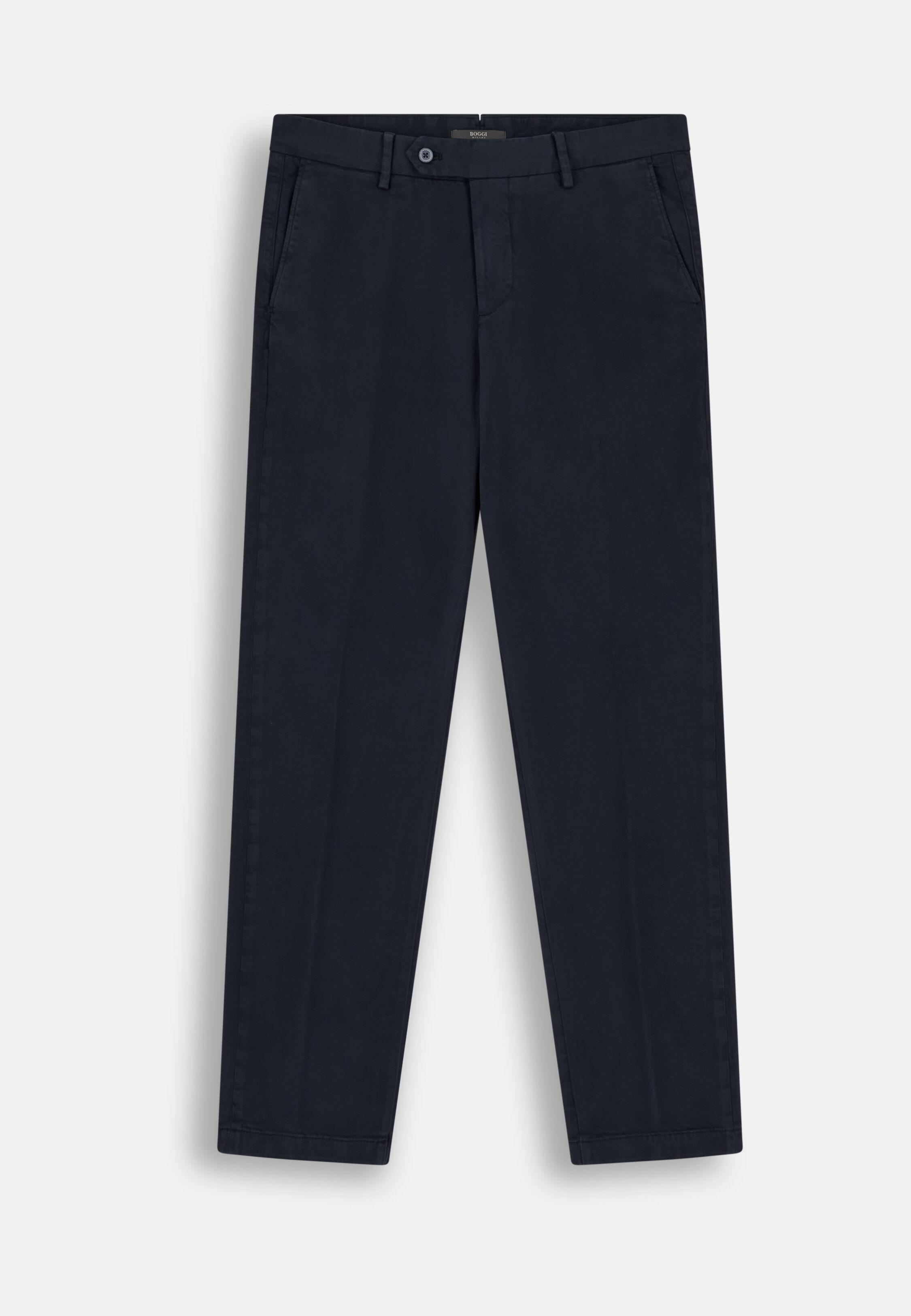 Trousers in Stretch Cotton, Navy Blue, Navy blue, large image number 4