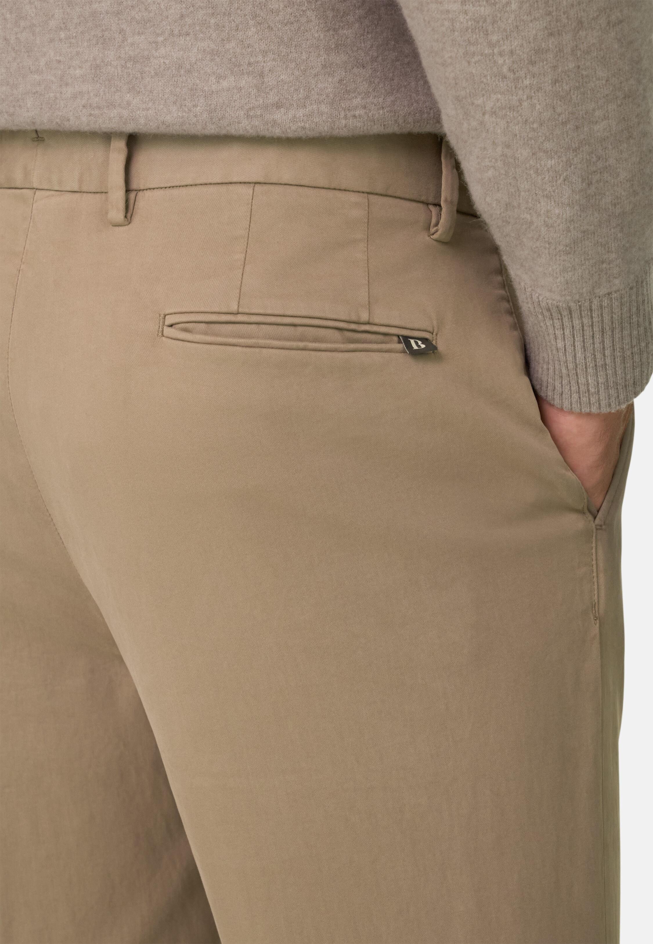 Trousers in Stretch Cotton, Taupe, Taupe, medium
