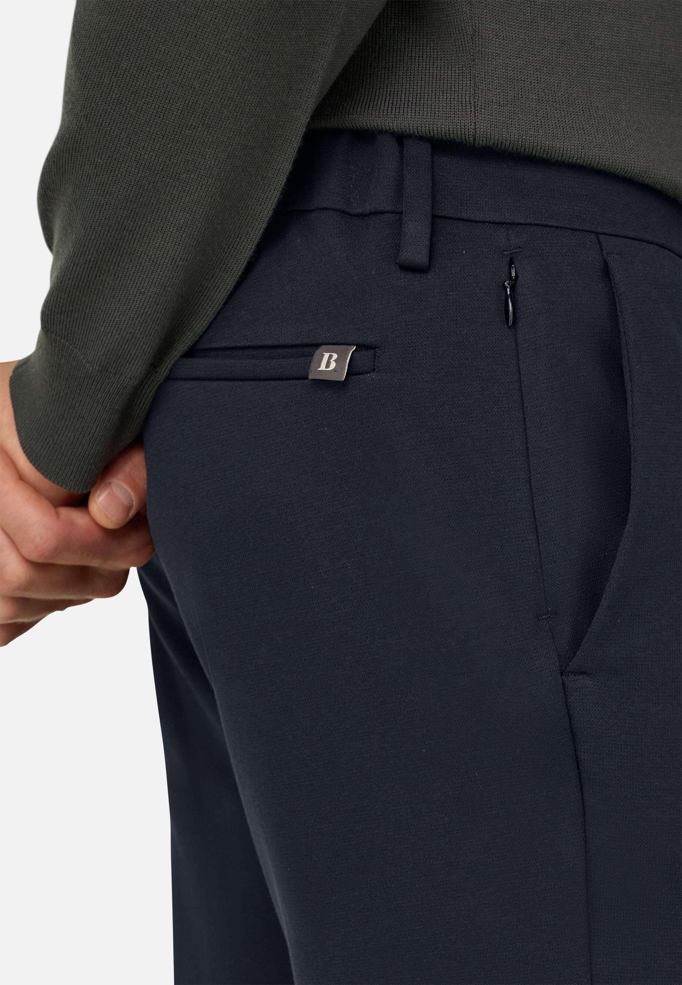 City Trousers in Cotton Blend Jersey, Navy Blue, Navy blue, medium