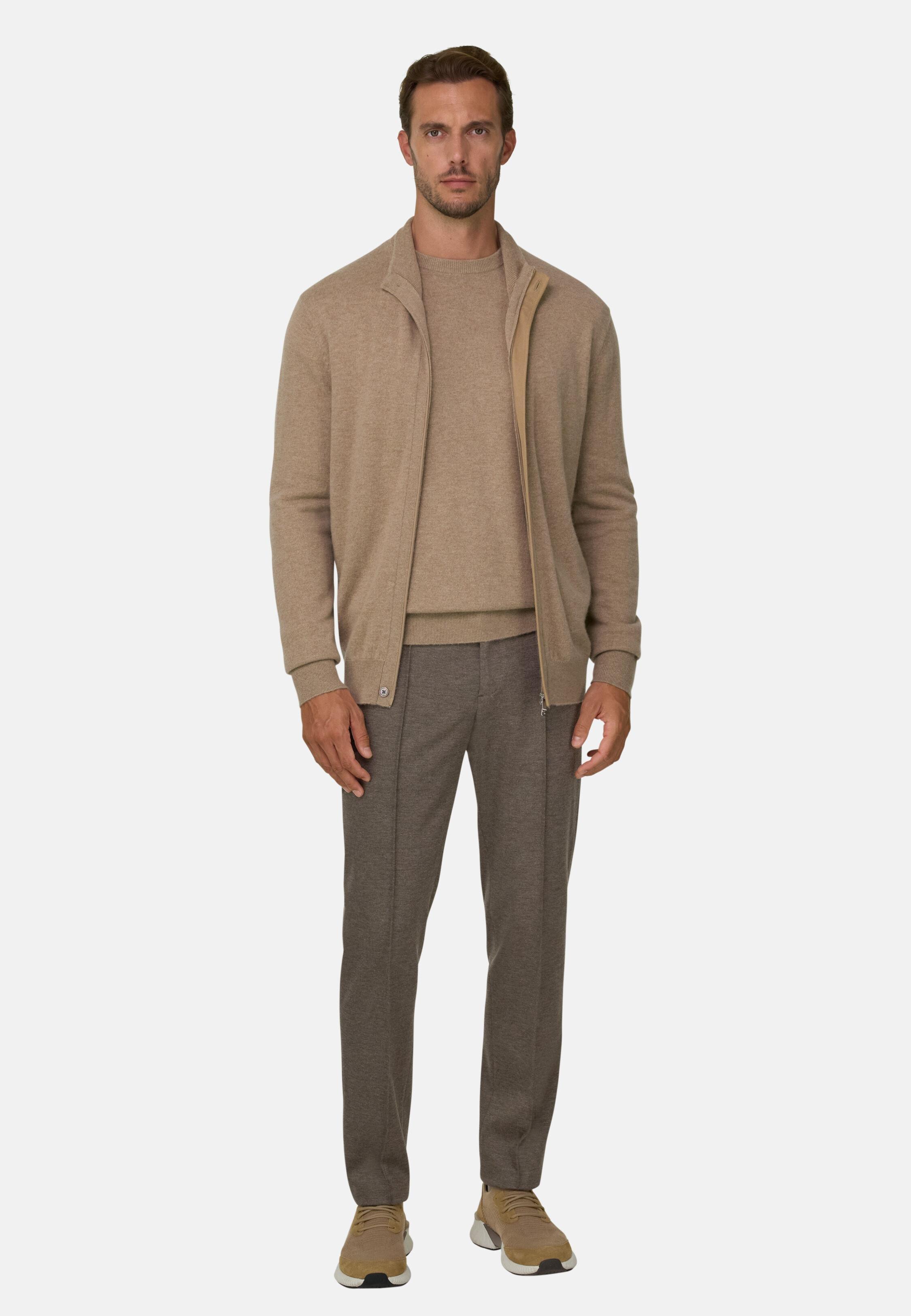 Trousers in Technical Jersey, Brown, Brown, medium