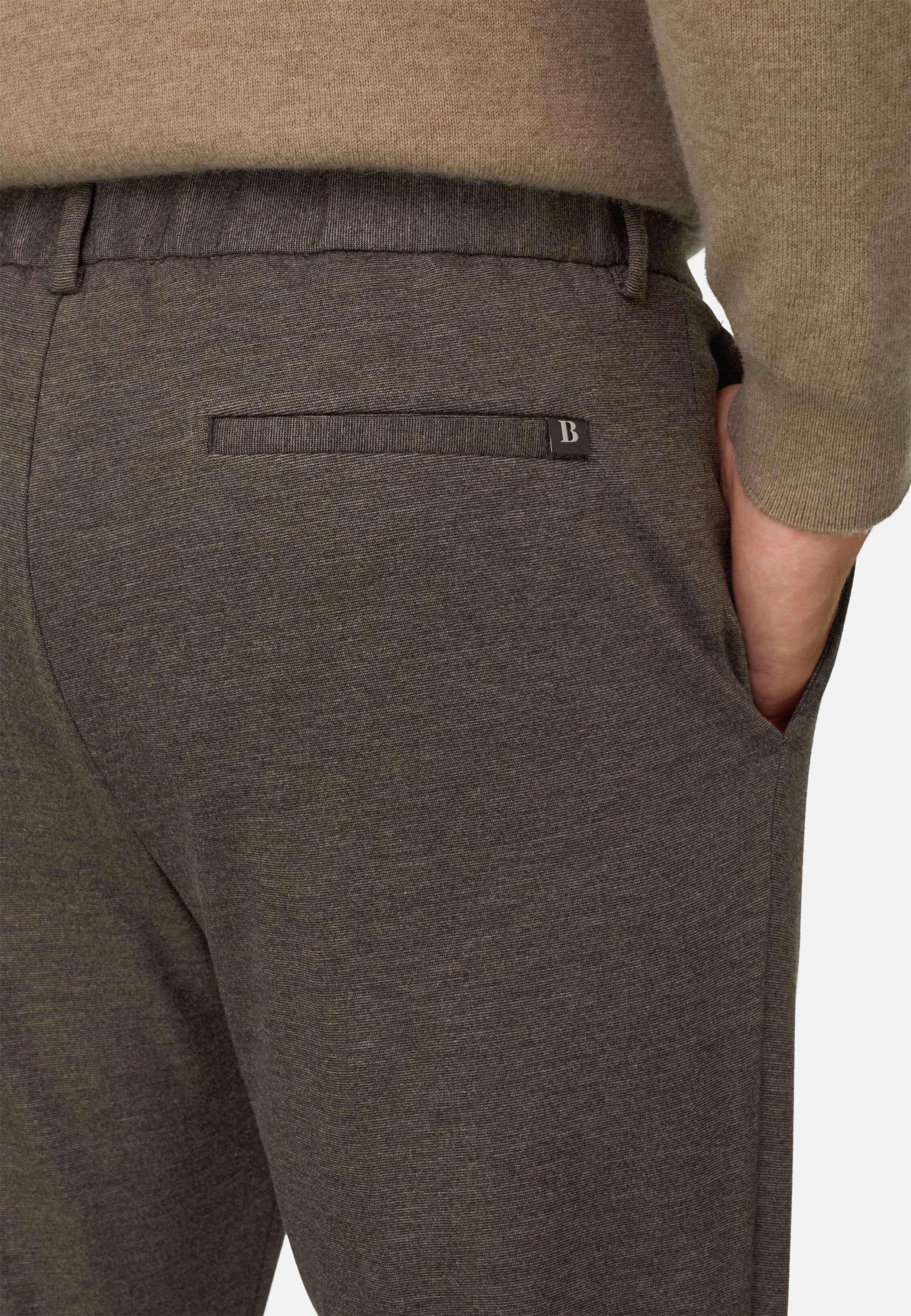 Trousers in Technical Jersey, Brown, Brown, medium