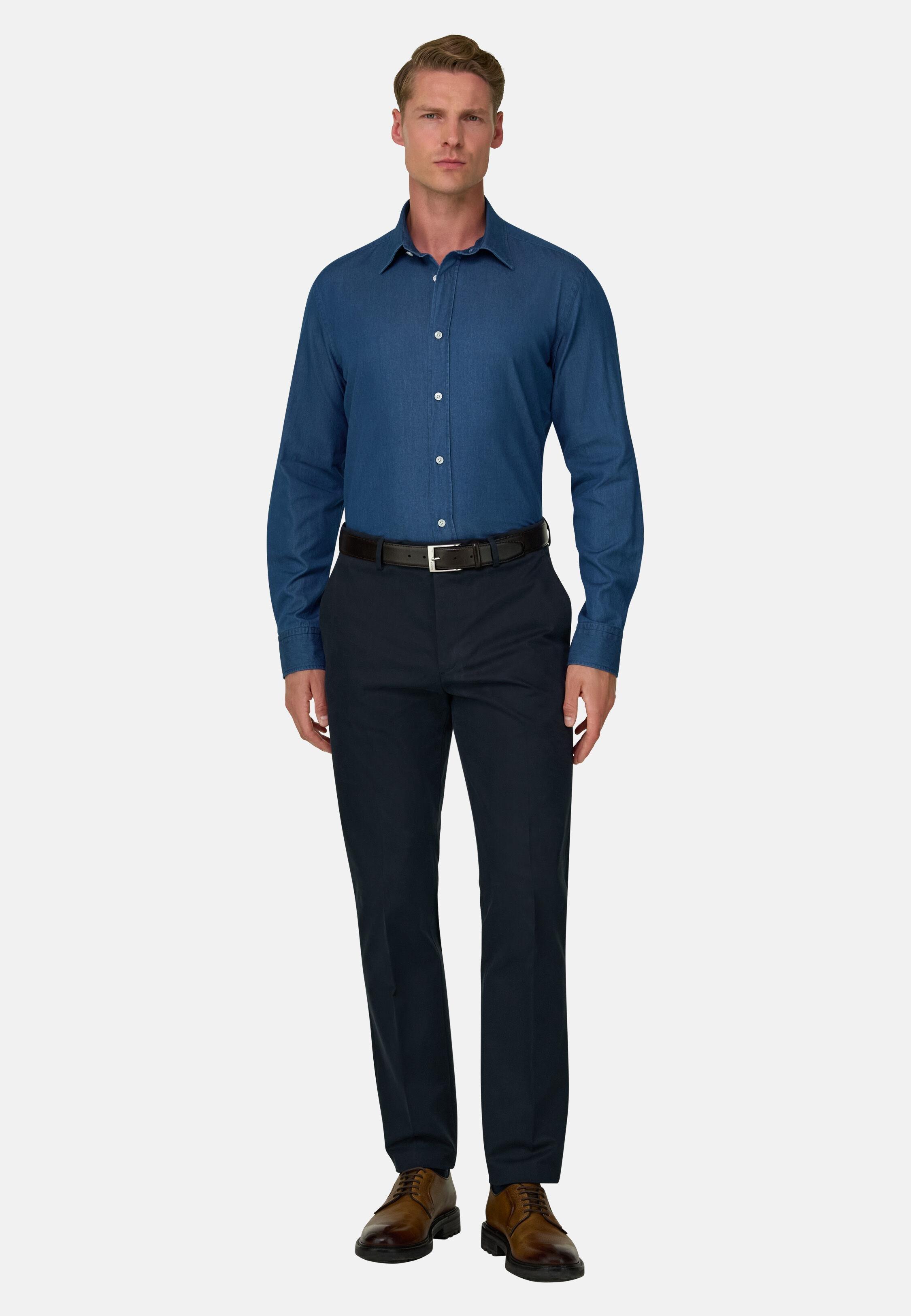 Shirt in Cotton Denim Regular Fit Medium Blue, Medium Blue, medium