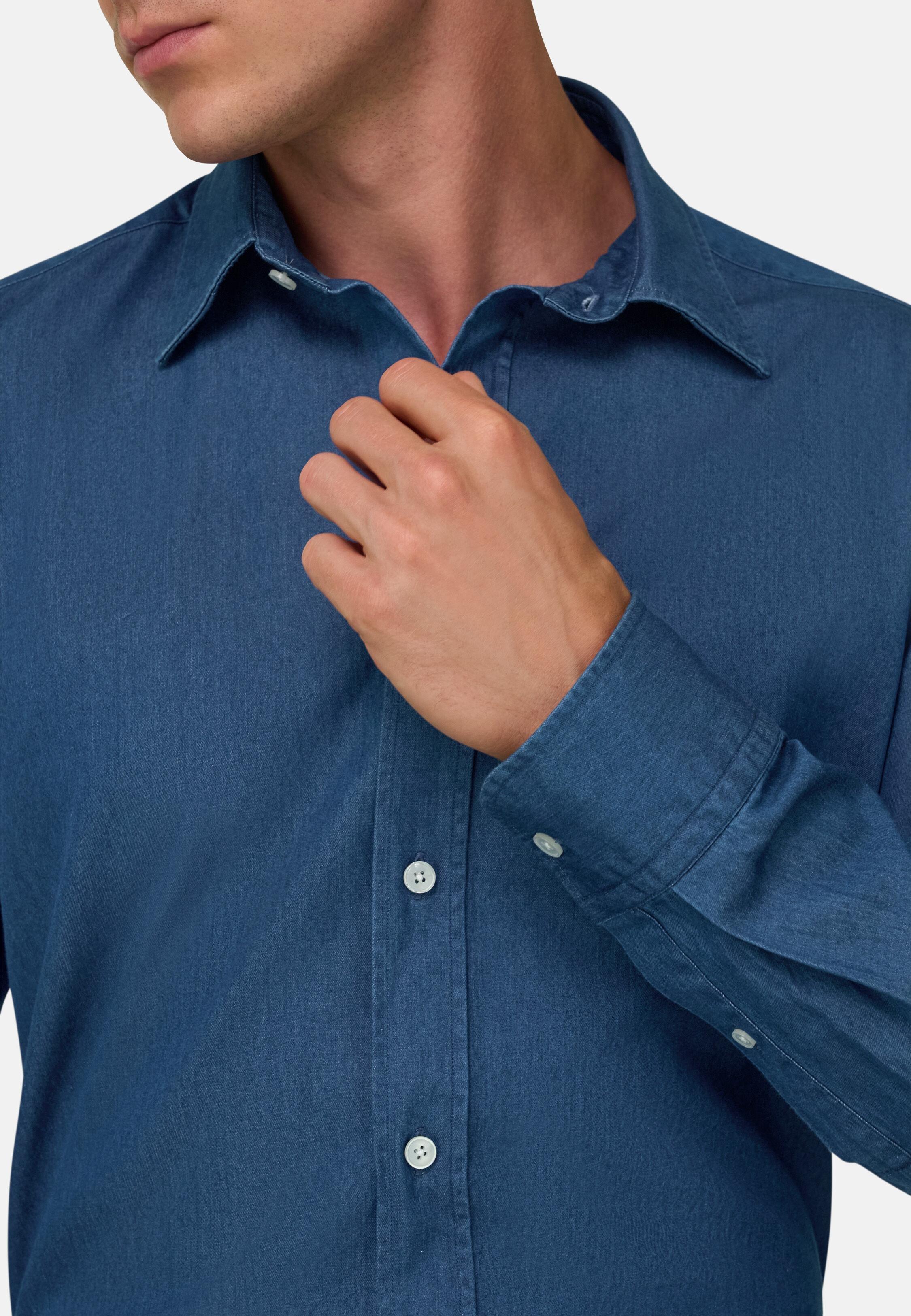 Shirt in Cotton Denim Regular Fit Medium Blue, Medium Blue, medium