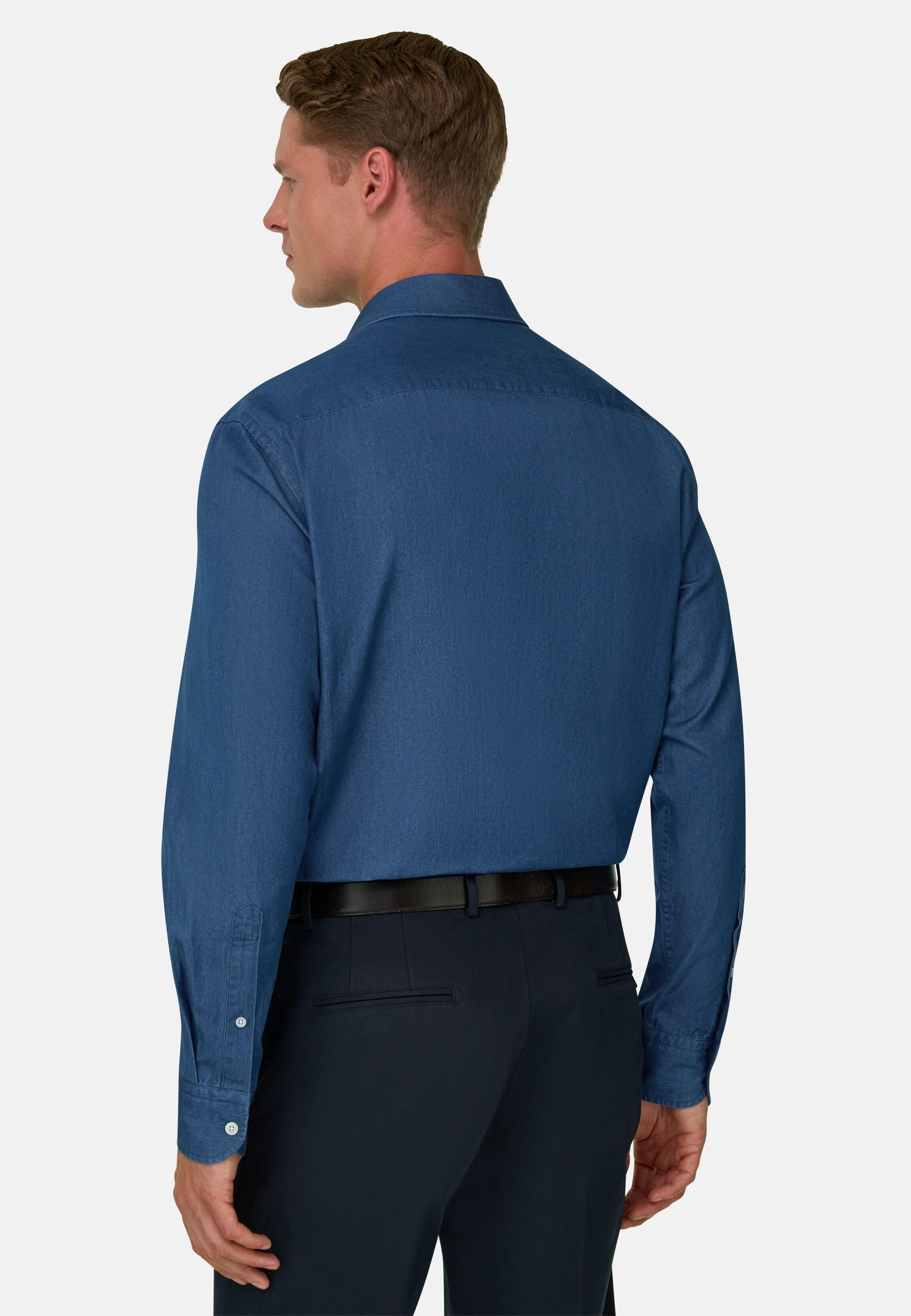Shirt in Cotton Denim Regular Fit, Medium Blue, Medium Blue, large image number 4