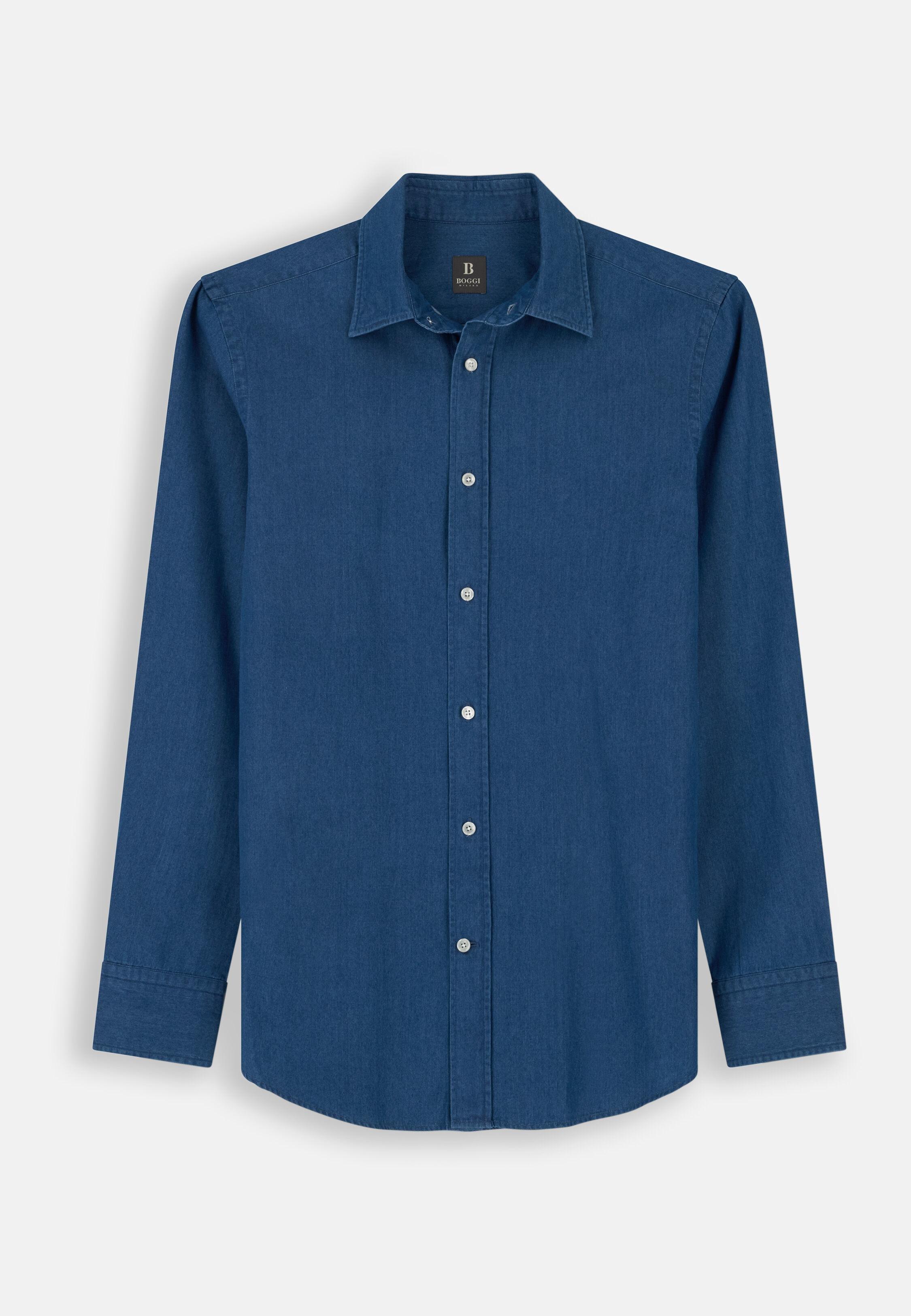 Shirt in Cotton Denim Regular Fit, Medium Blue, Medium Blue, large image number 5