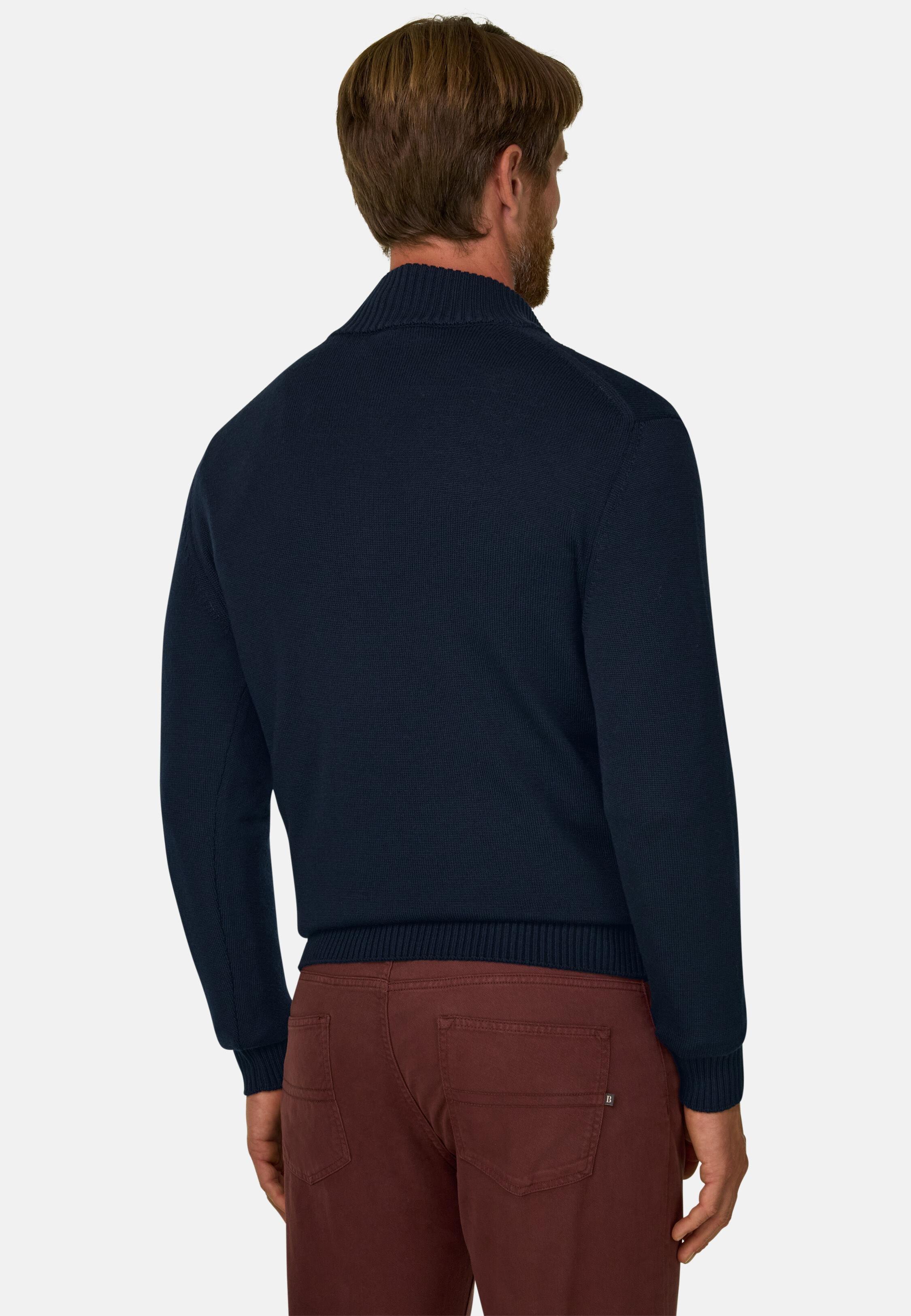 كنزة بياقة رول وسحاب ربع الطول من صوف ميرينو فائق النعومة, Navy blue, large image number 2