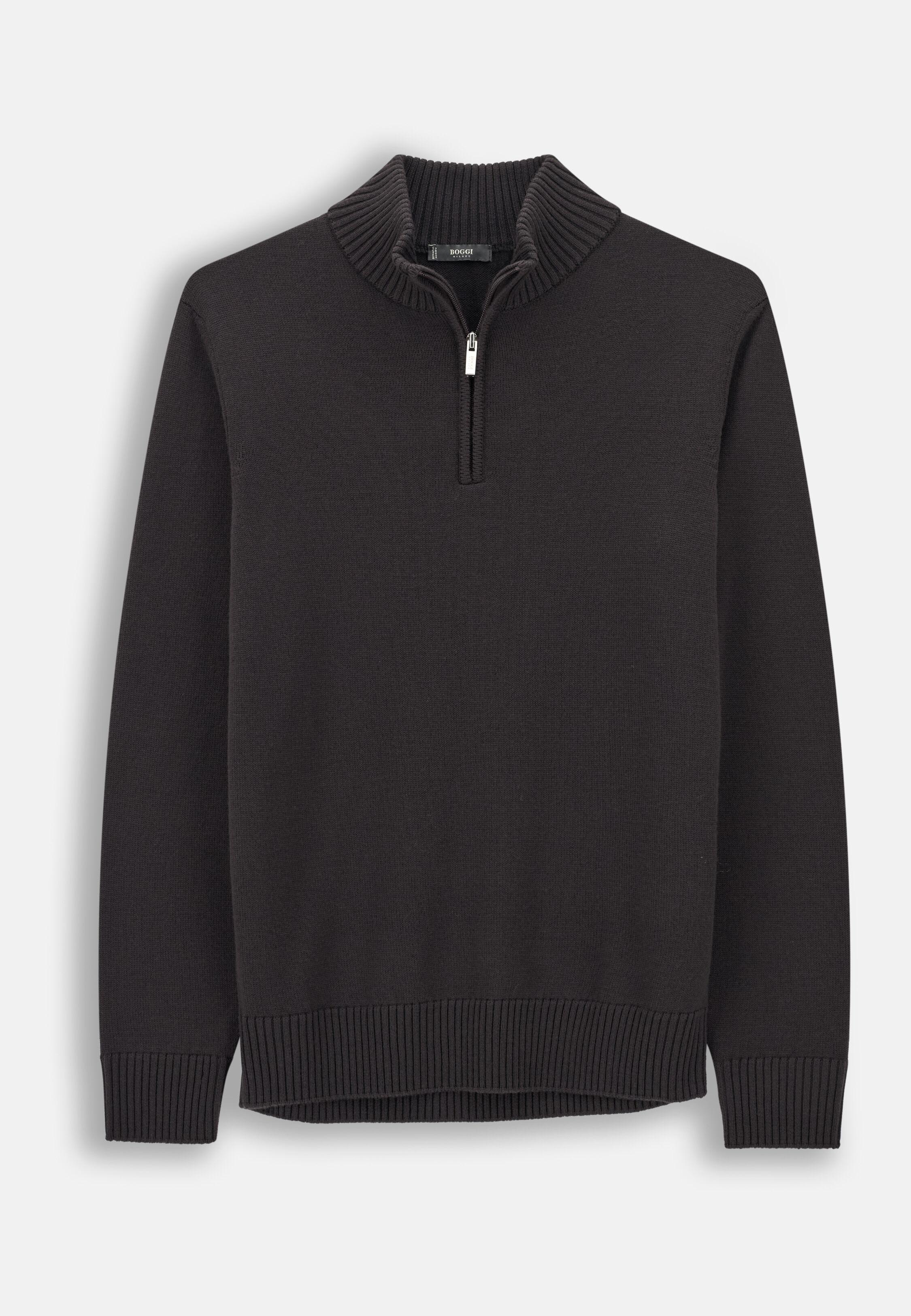 Brown Roll Neck Jumper Quarter-Zip Superfine Merino Wool, Dark brown, large image number 3