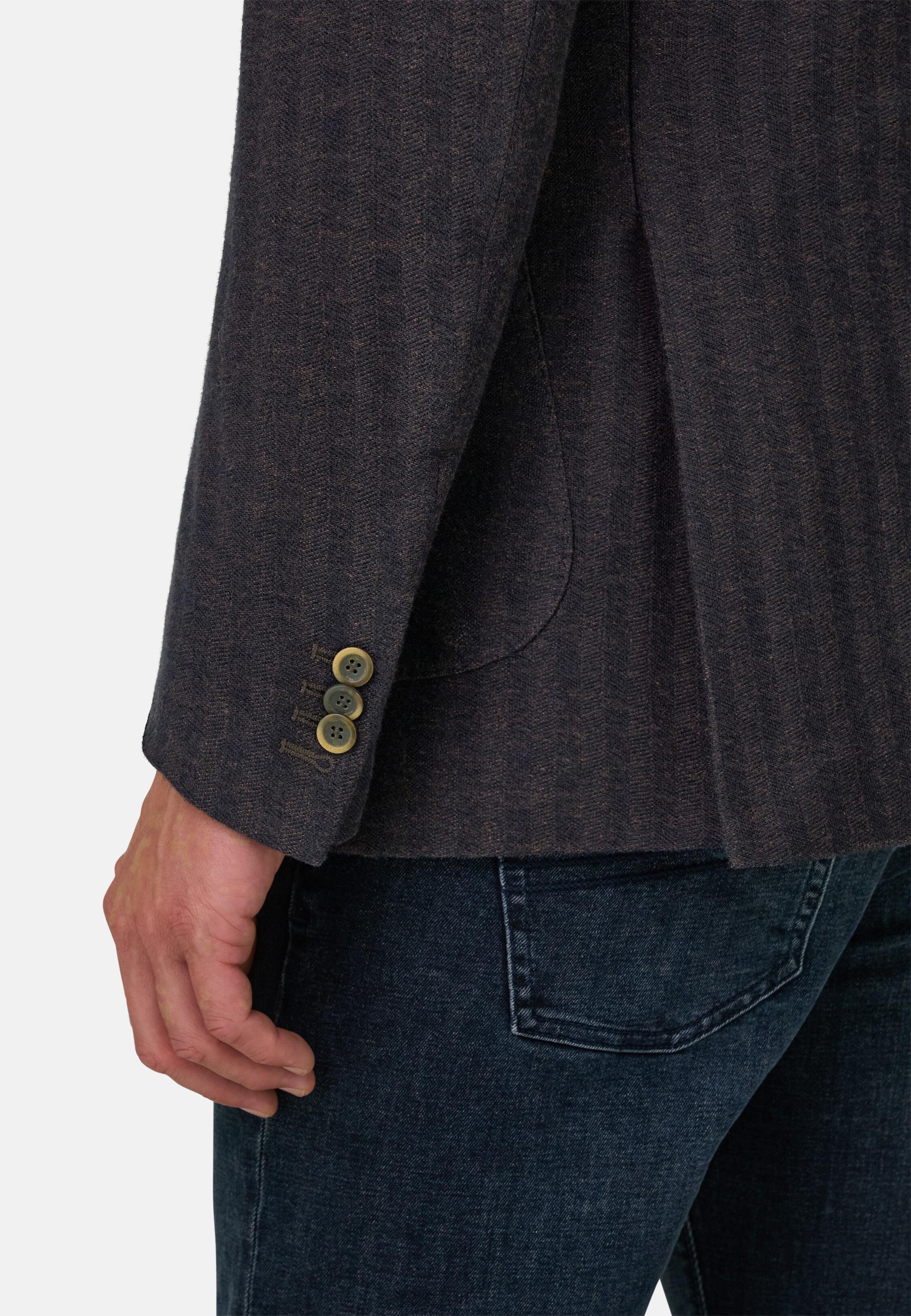 Blazer Herringbone In Cotton And Wool B Jersey Brown, Dark brown, large image number 1