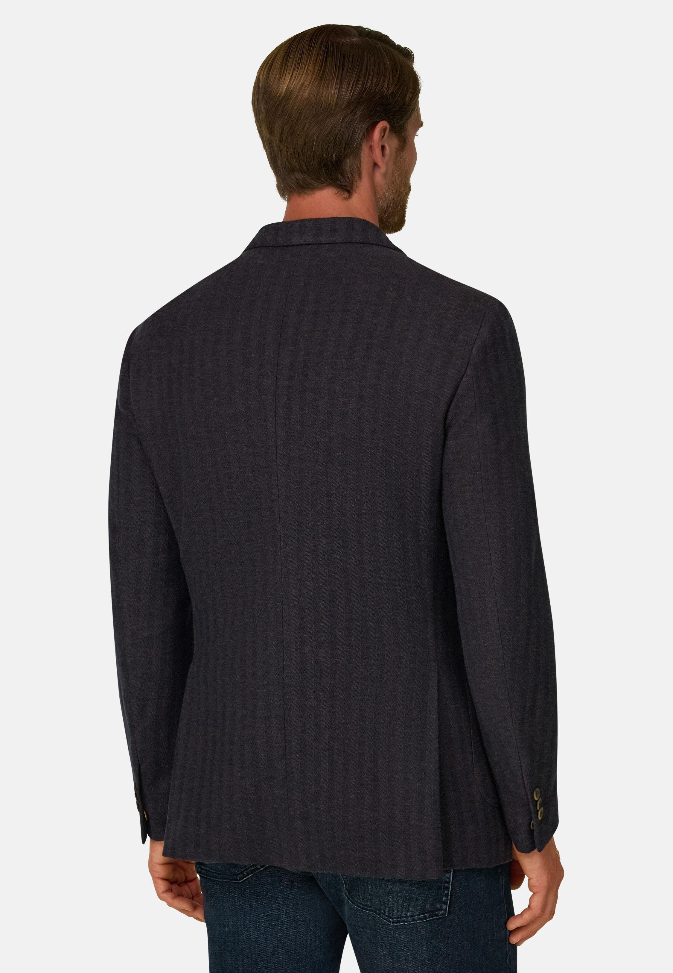 Blazer Herringbone In Cotton And Wool B Jersey Brown, Dark brown, large image number 2