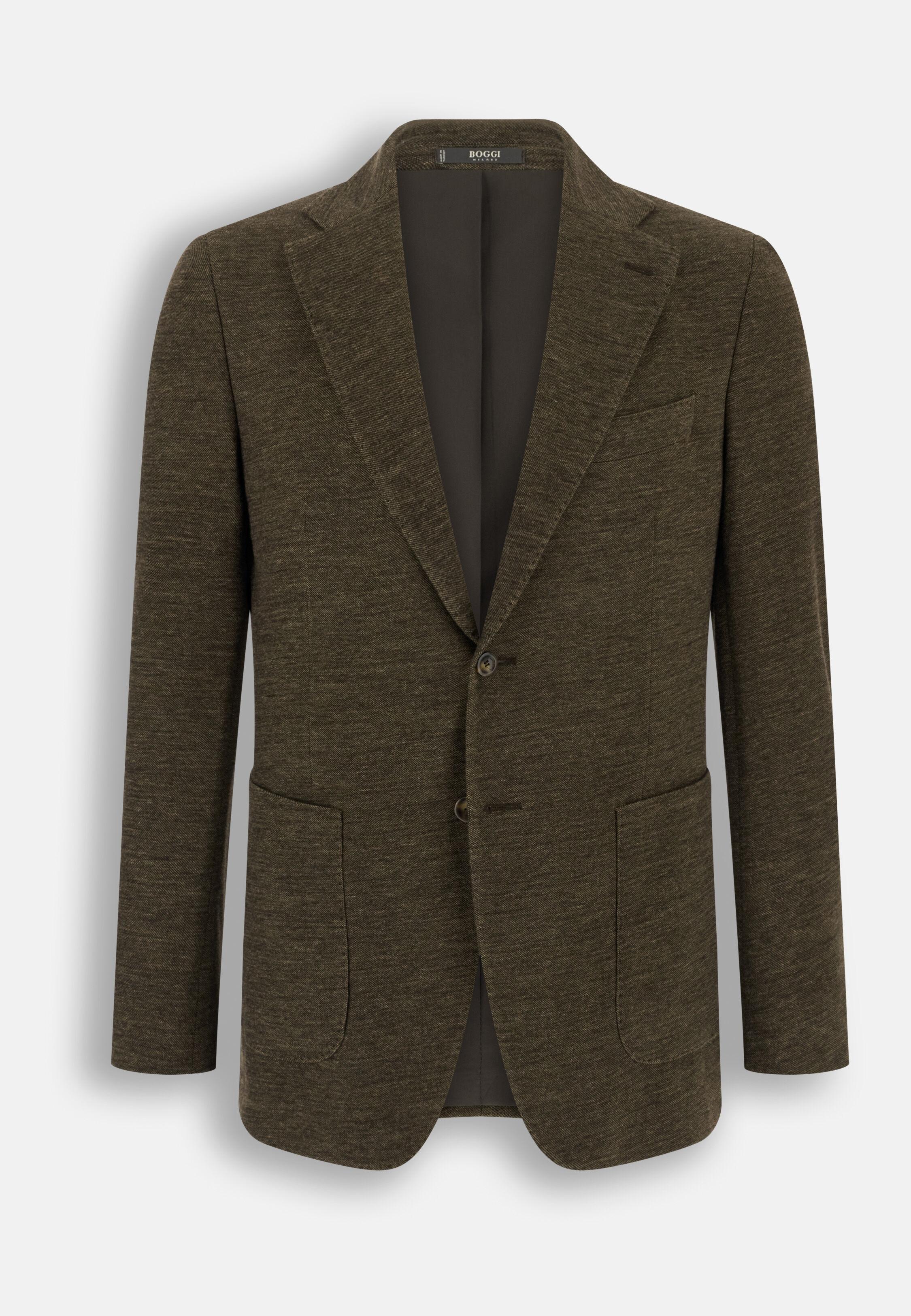 Structured Blazer In Cotton Blend, Brown, Brown, medium