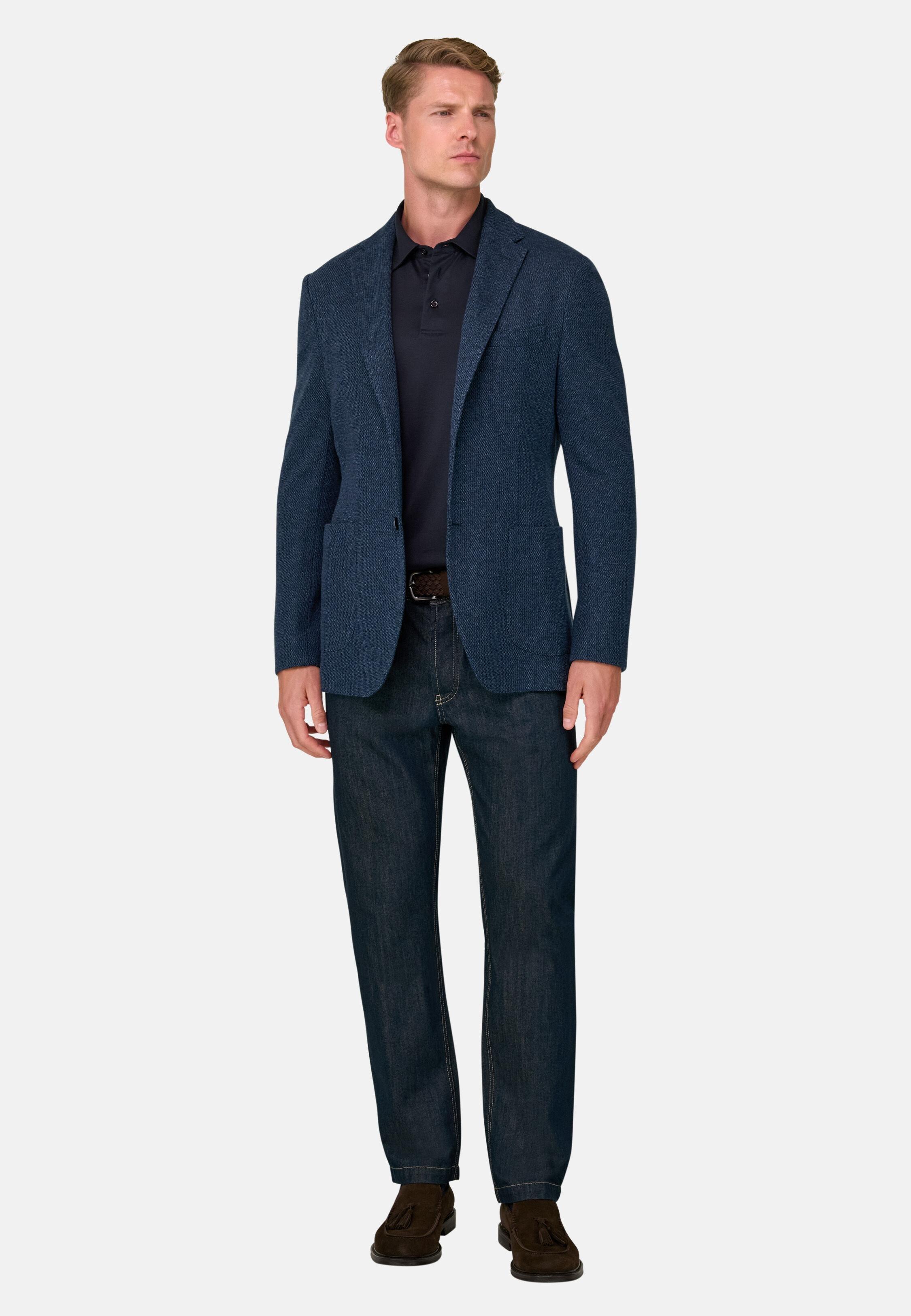 Blazer Structured Cotton Blend B Jersey, Indigo, Indigo, medium