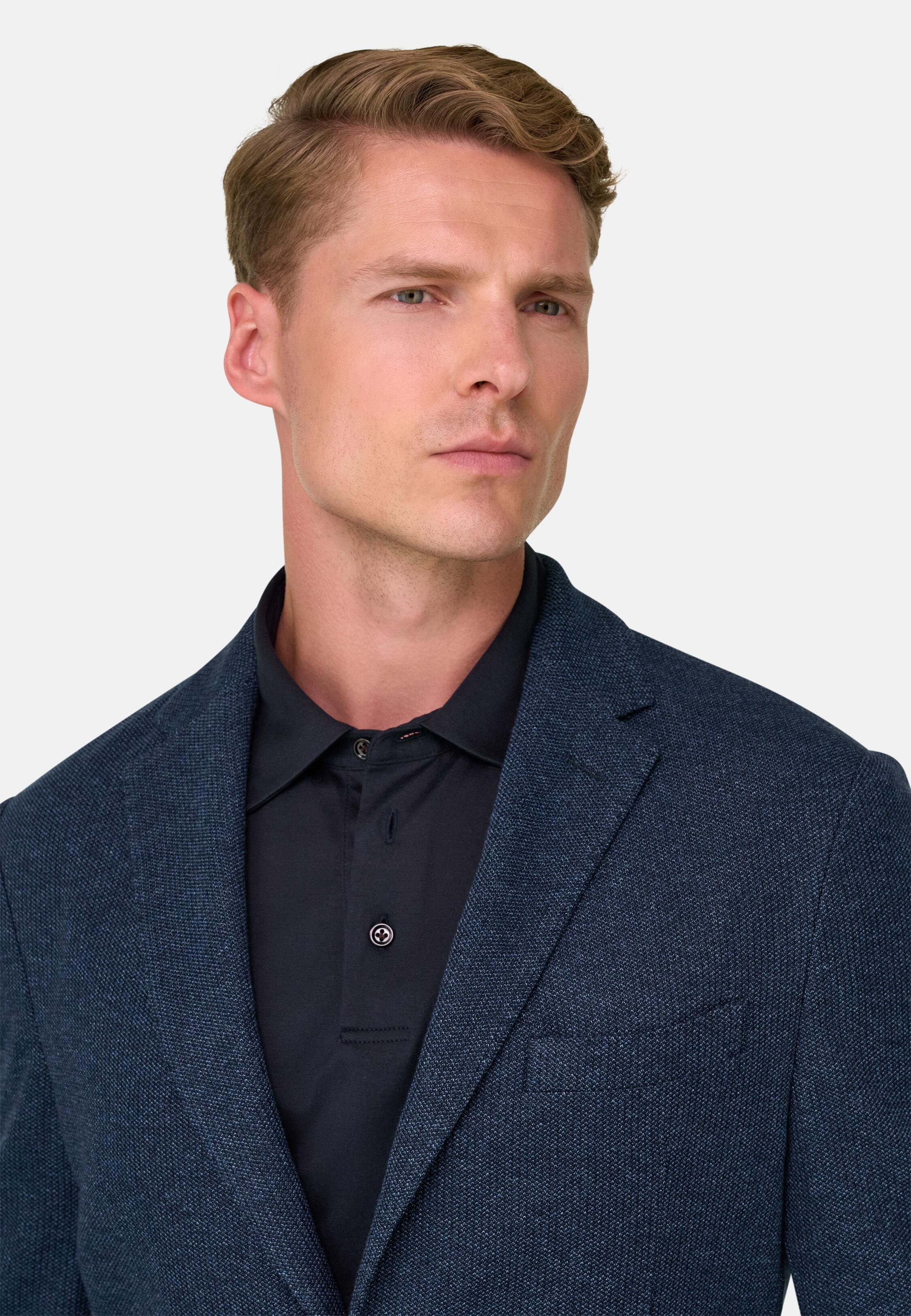 Blazer Structured Cotton Blend B Jersey, Indigo, Indigo, medium