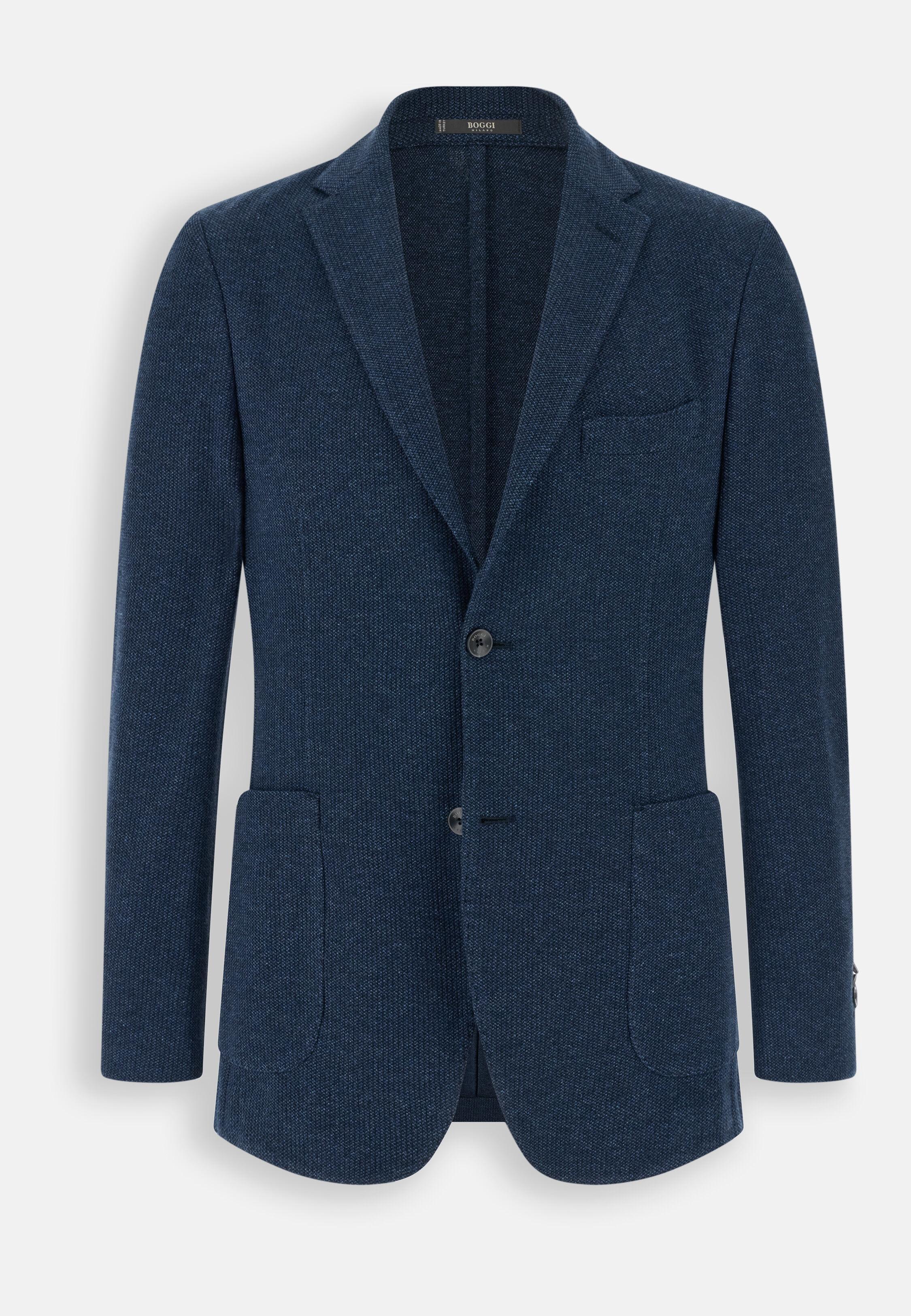 Blazer Structured Cotton Blend B Jersey, Indigo, Indigo, large image number 4