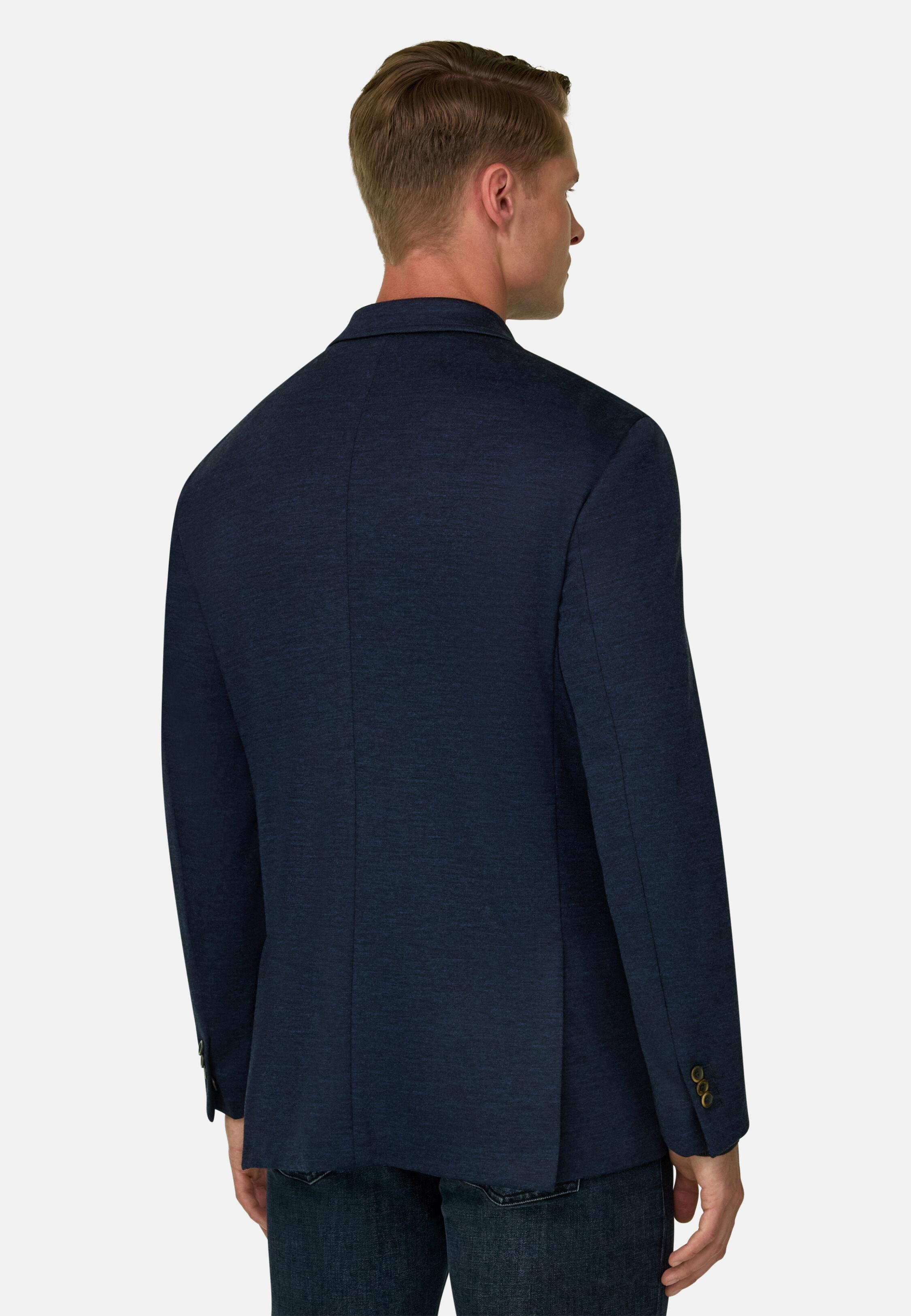 Brooklyn | Double-Breasted Blazer in Wool Blend B Jersey, Navy Blue, Navy blue, medium