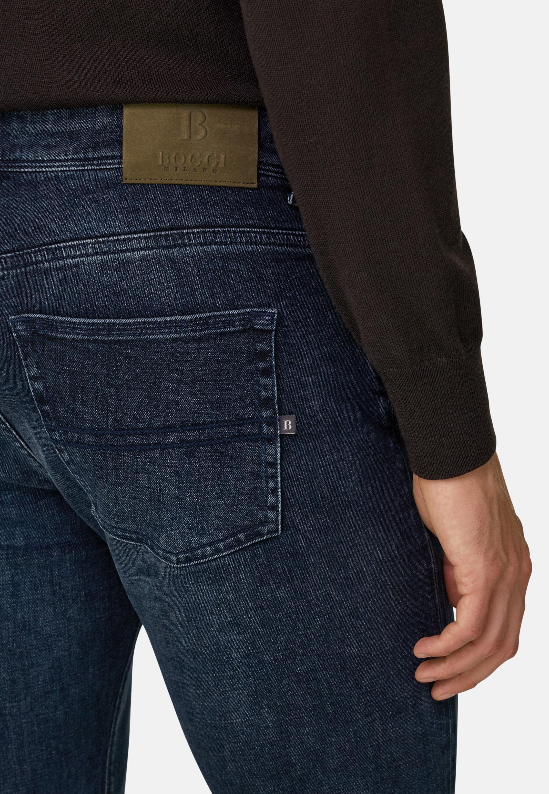 Jeans in Stretch Blue Black Denim, Dark Blue, Dark Blue, medium
