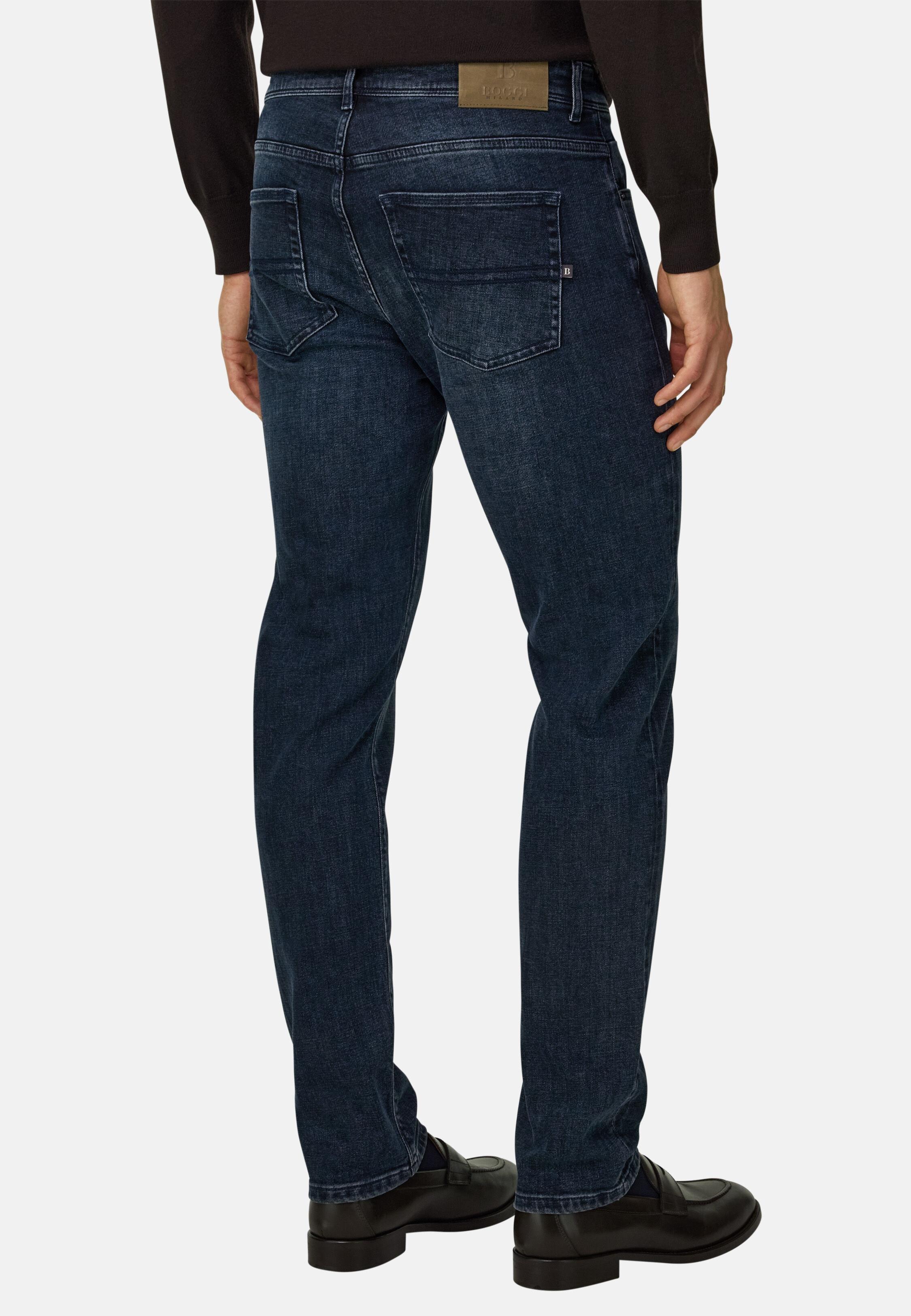 Jeans in Stretch Blue Black Denim, Dark Blue, Dark Blue, medium