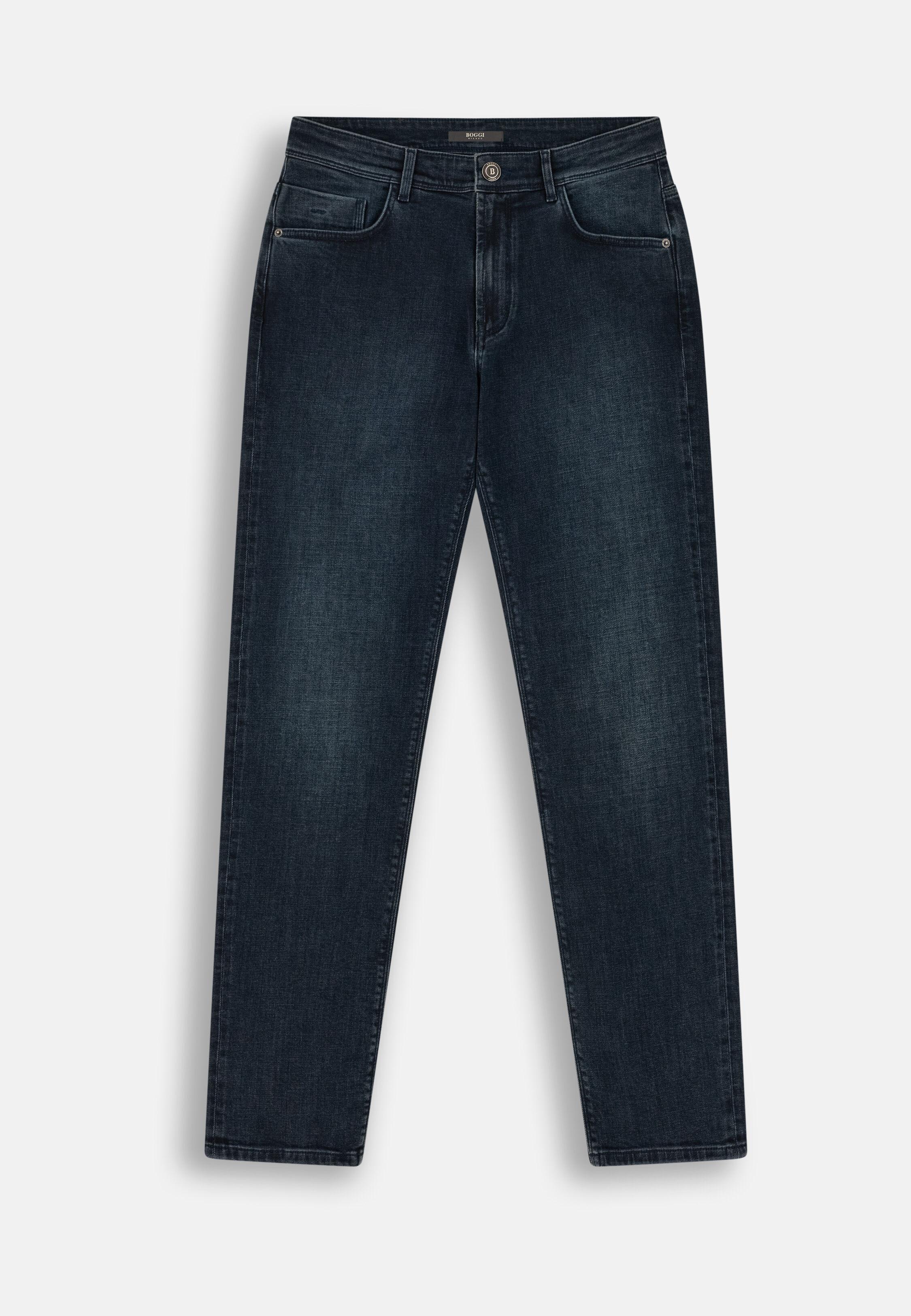 Jeans in Stretch Blue Black Denim, Dark Blue, Dark Blue, large image number 3