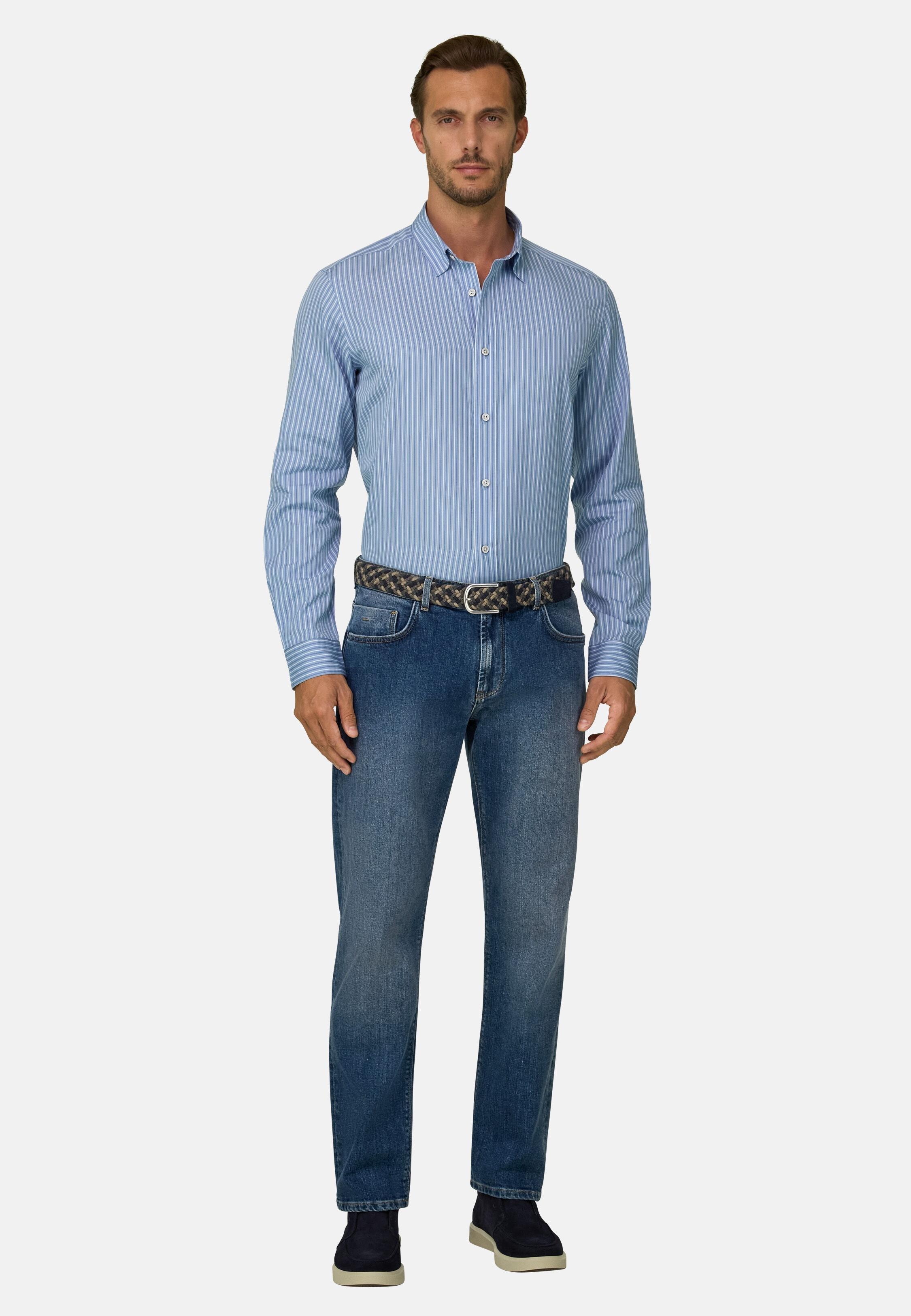 جينز من دنيم أزرق متوسط مطاطي أزرق متوسط, Medium Blue, medium