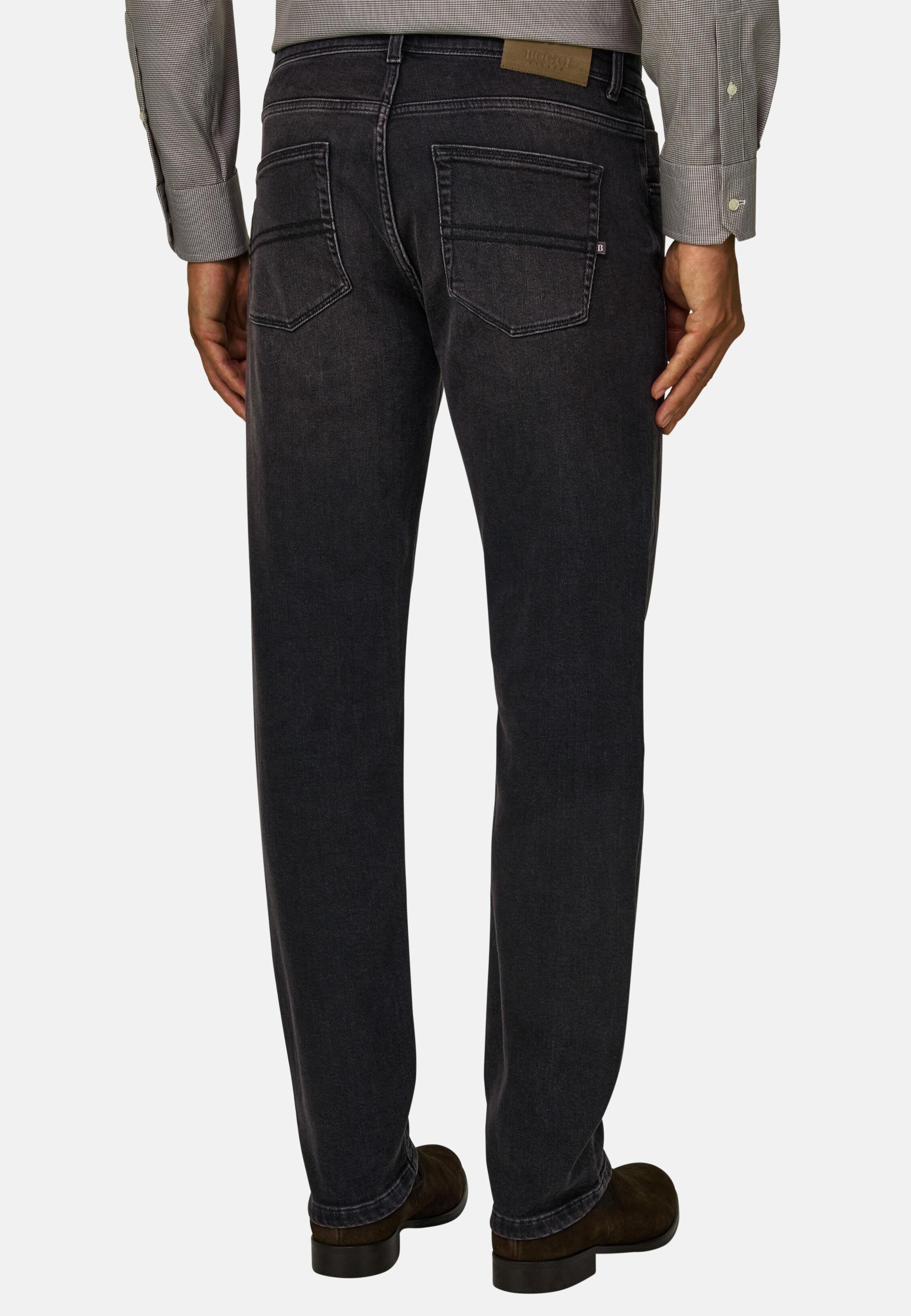 Jeans in Black Stretch Denim, Black, Black, large image number 3