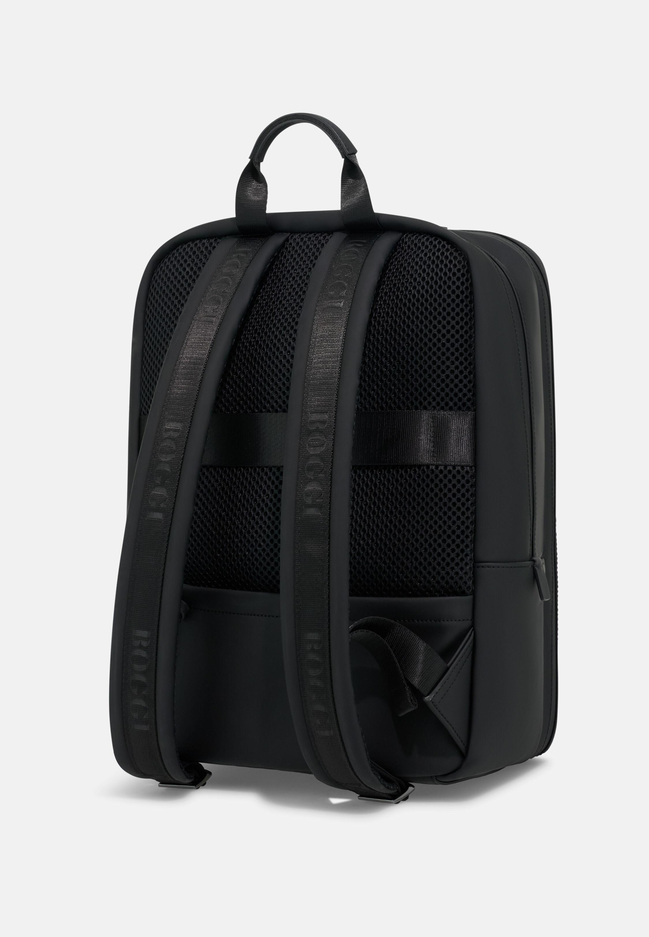 حقيبة ظهر من قماش تقني مطاطي أسود, Black, medium