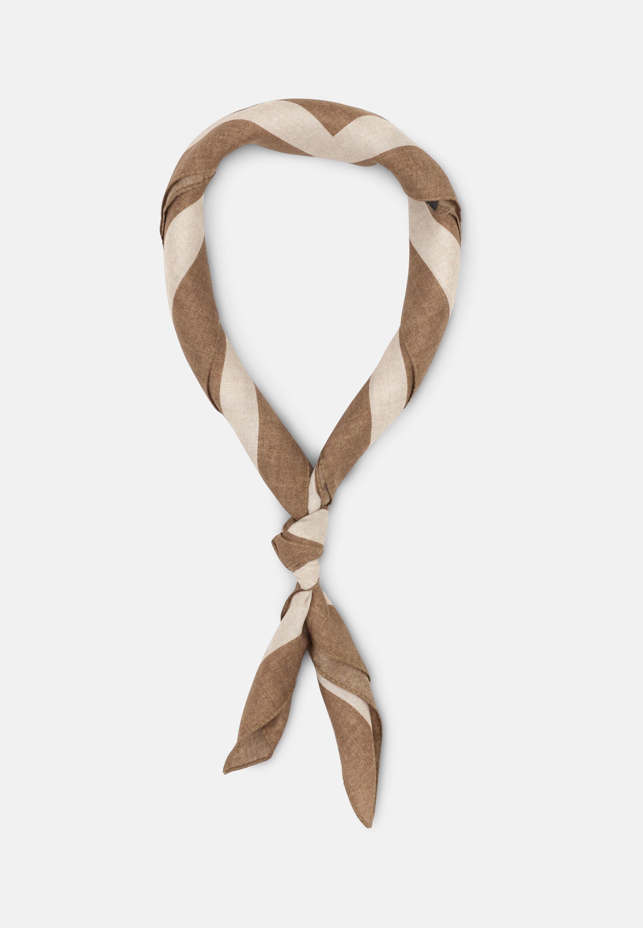 Bandana Contrast Border Print In Silk, Beige, Hazelnut, medium