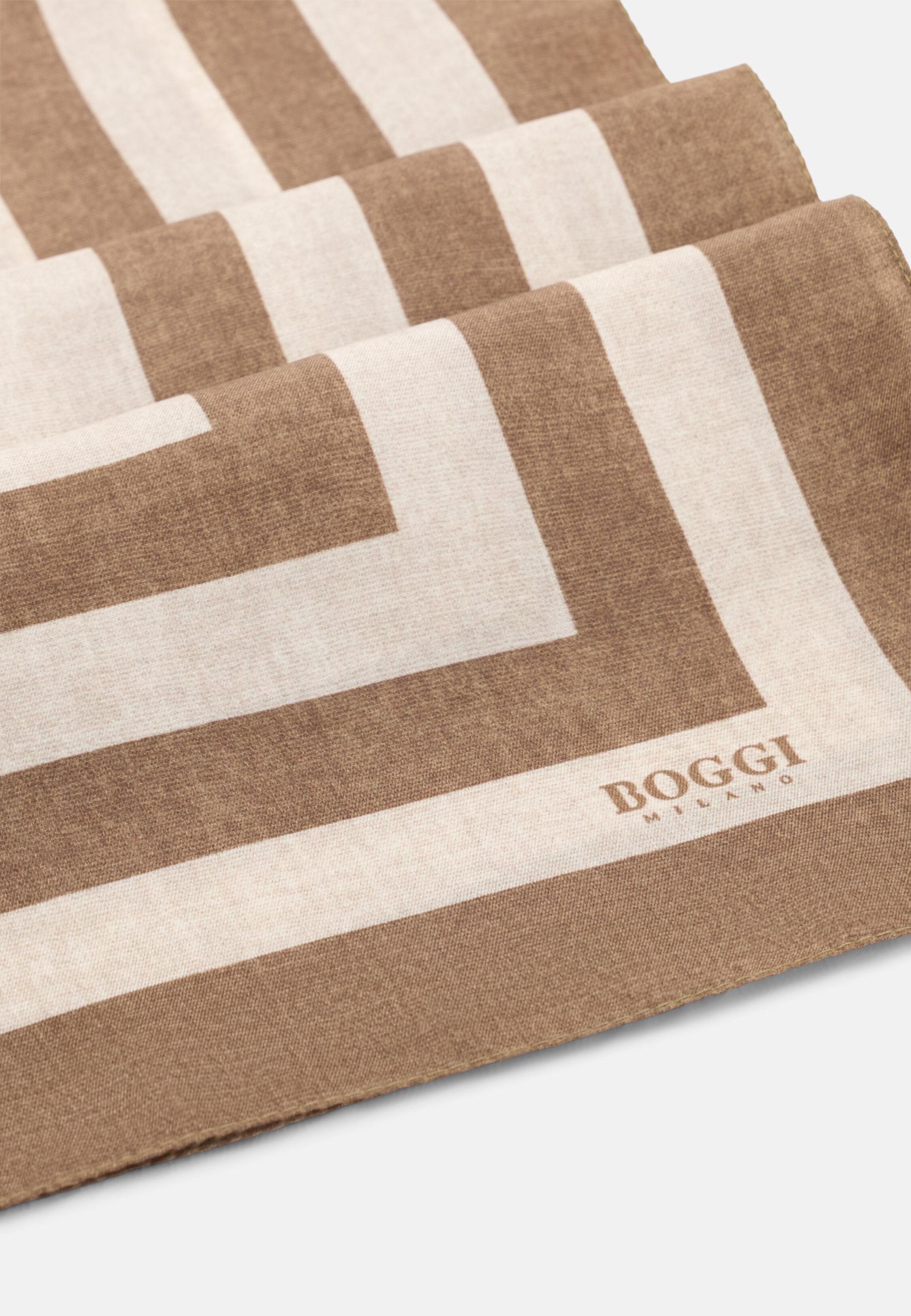 Bandana Contrast Border Print In Silk, Beige, Hazelnut, medium