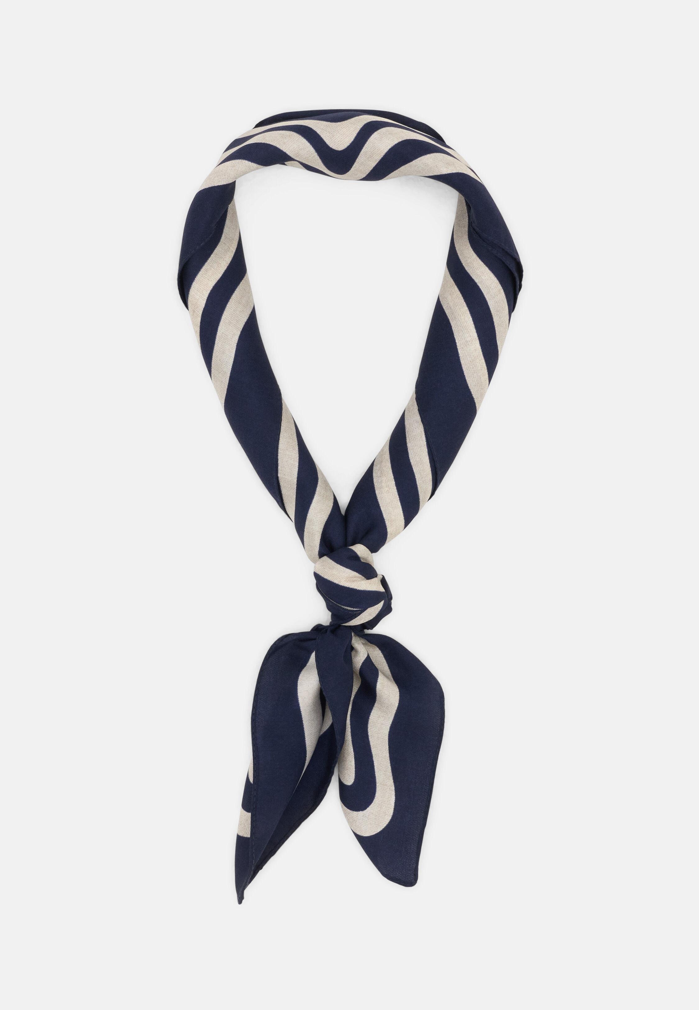 Bandana Frame Motif In Silk, Navy, Navy blue, medium