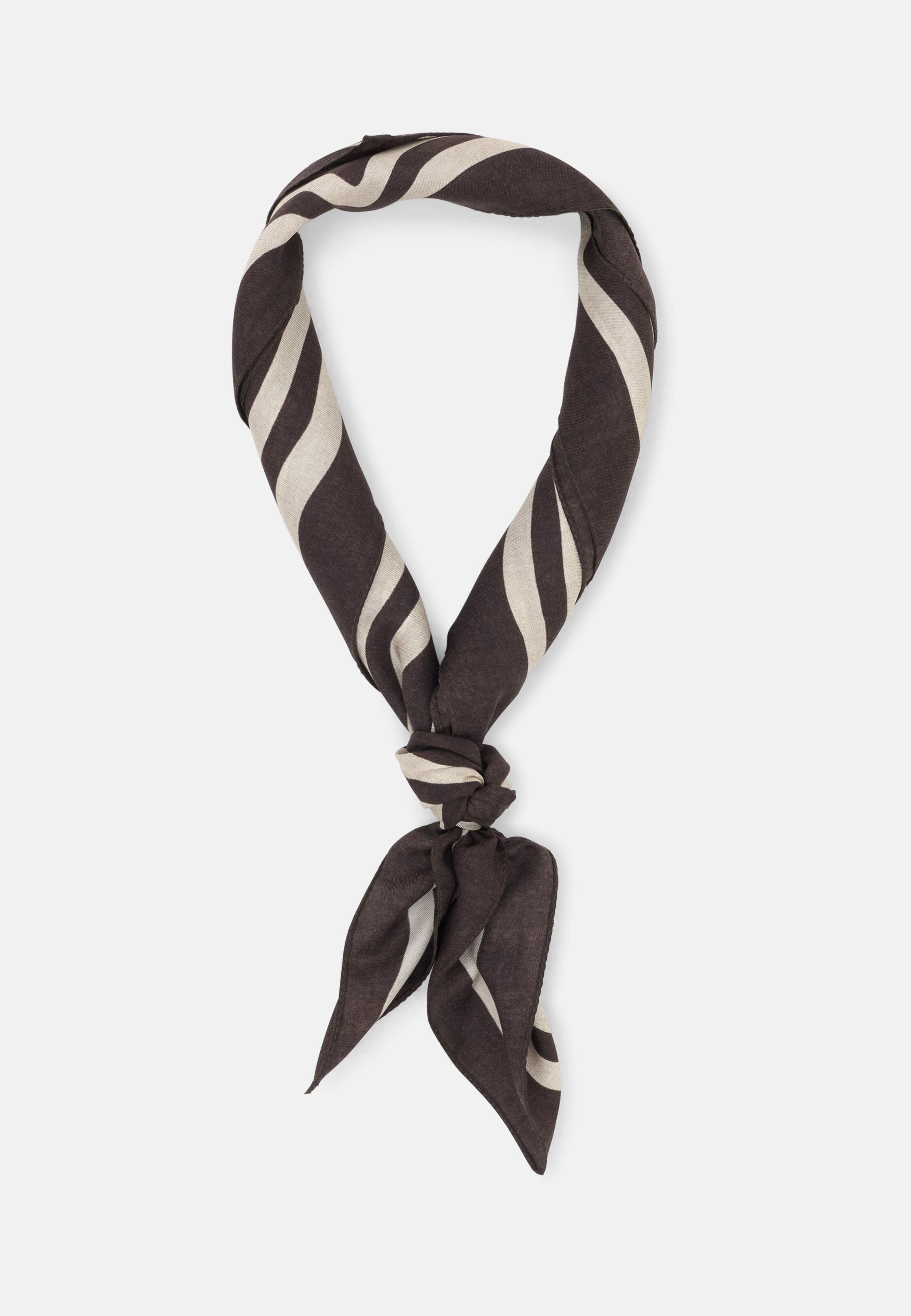 Bandana Frame Motif In Silk, Brown, Dark brown, medium