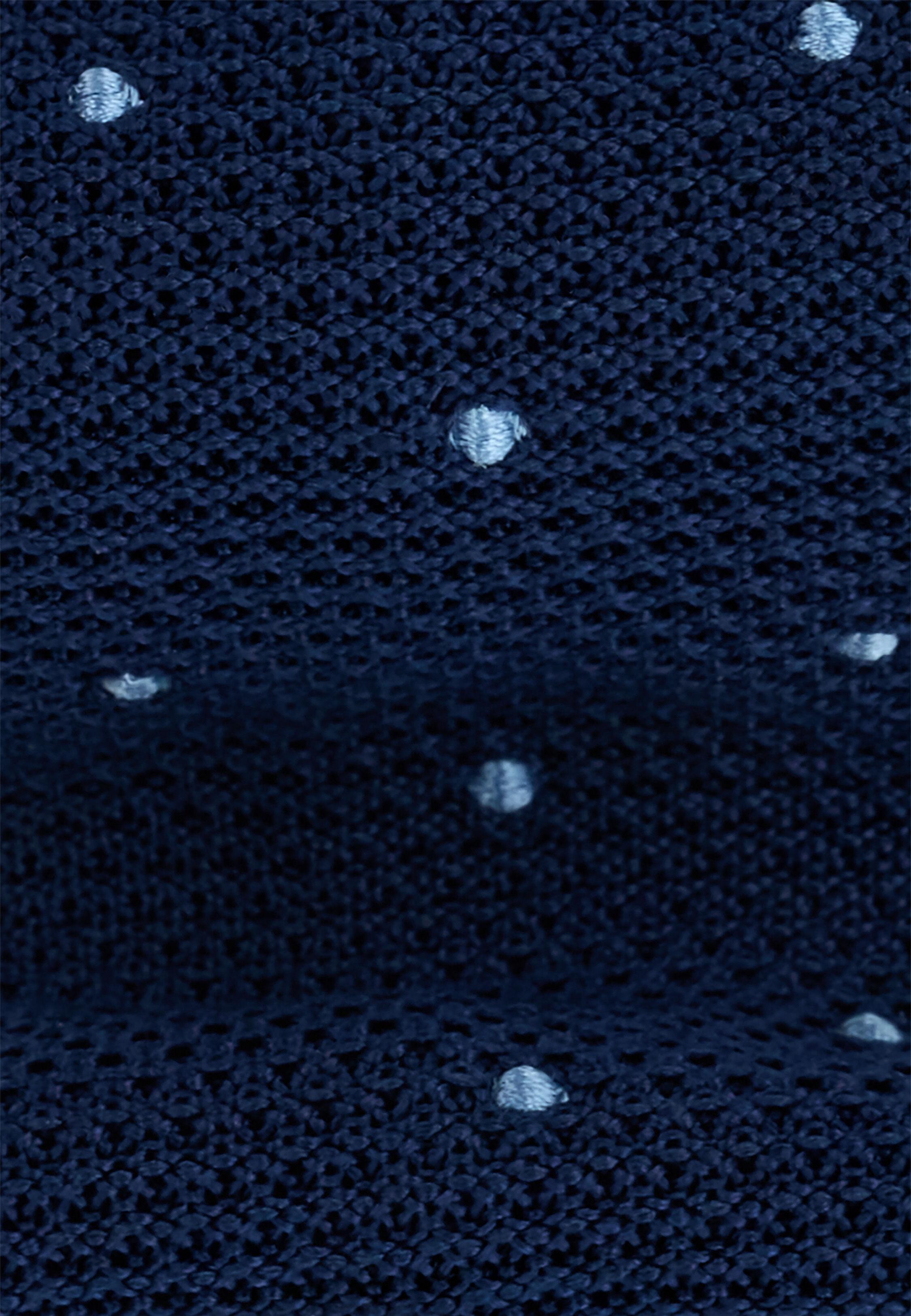 Tie in Knitted Fabric with Polka Dot Motif in Silk, Navy Blue, Navy blue, large image number 0