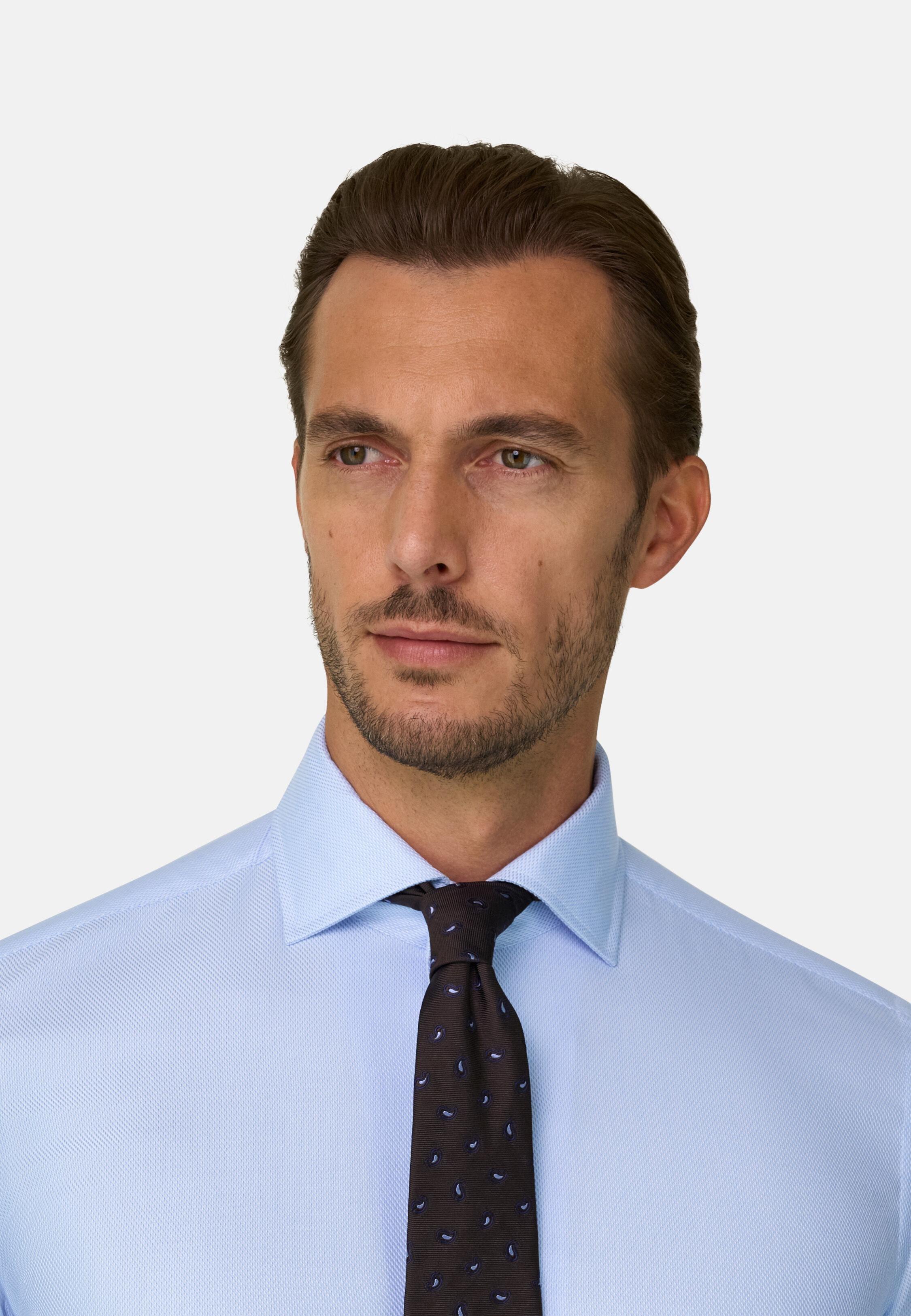 Shirt in Cotton Dobby Regular Fit Light Blue, Light Blue, medium