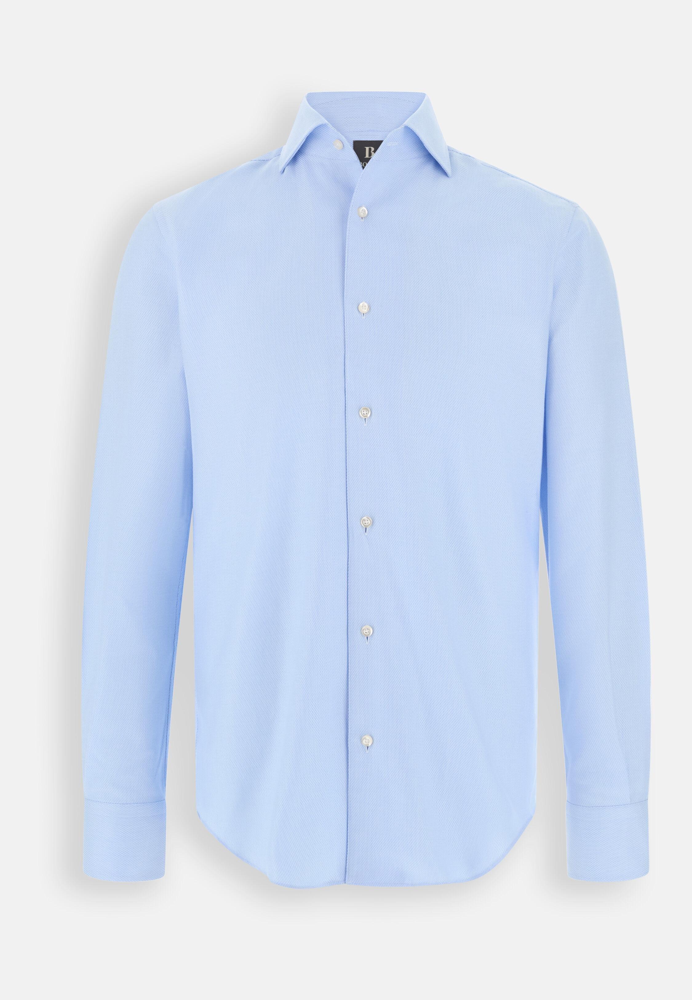Shirt in Cotton Dobby Regular Fit Light Blue, Light Blue, large image number 3
