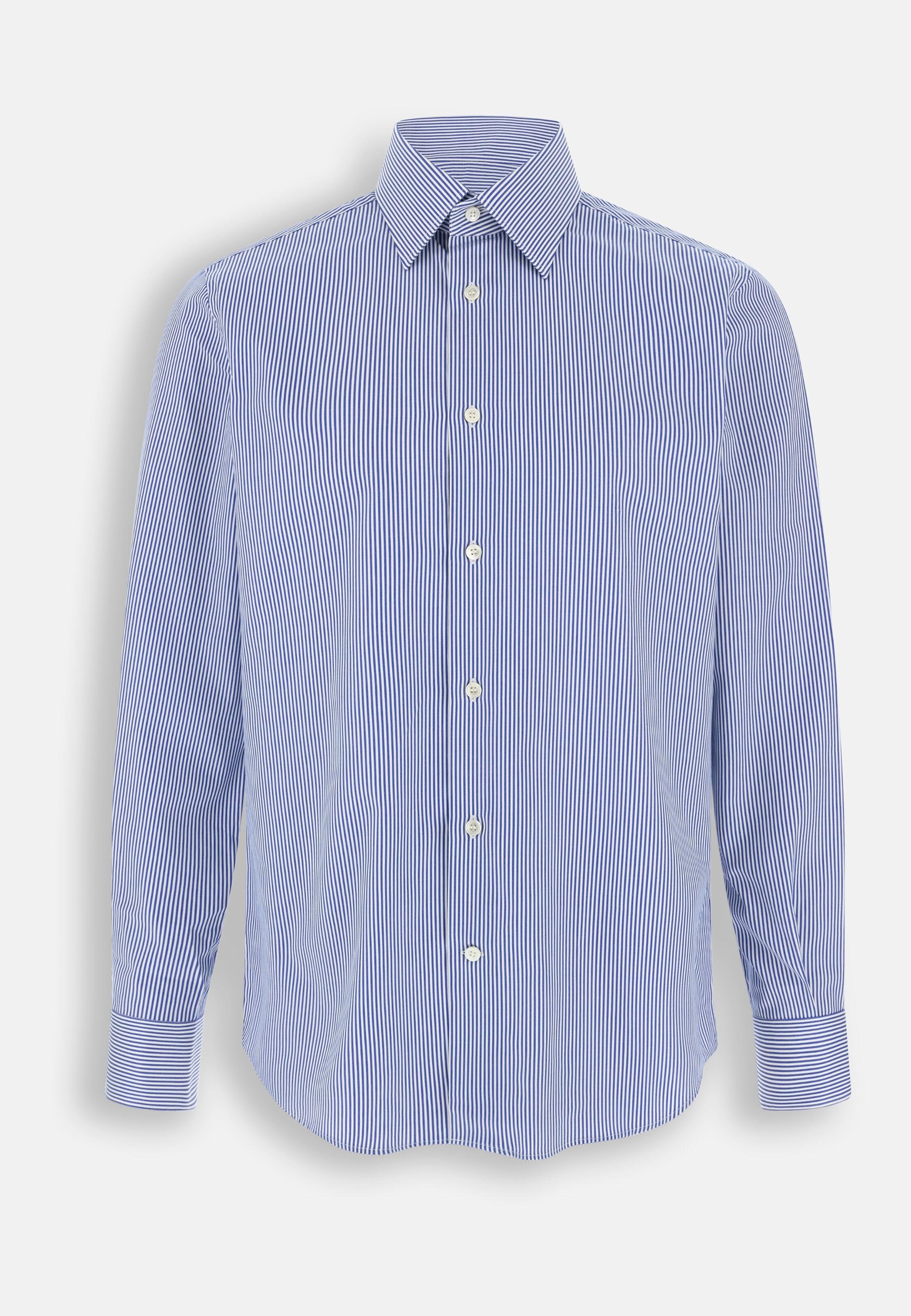 Shirt in Cotton Twill Striped Regular Fit Blue, Blue, large image number 5