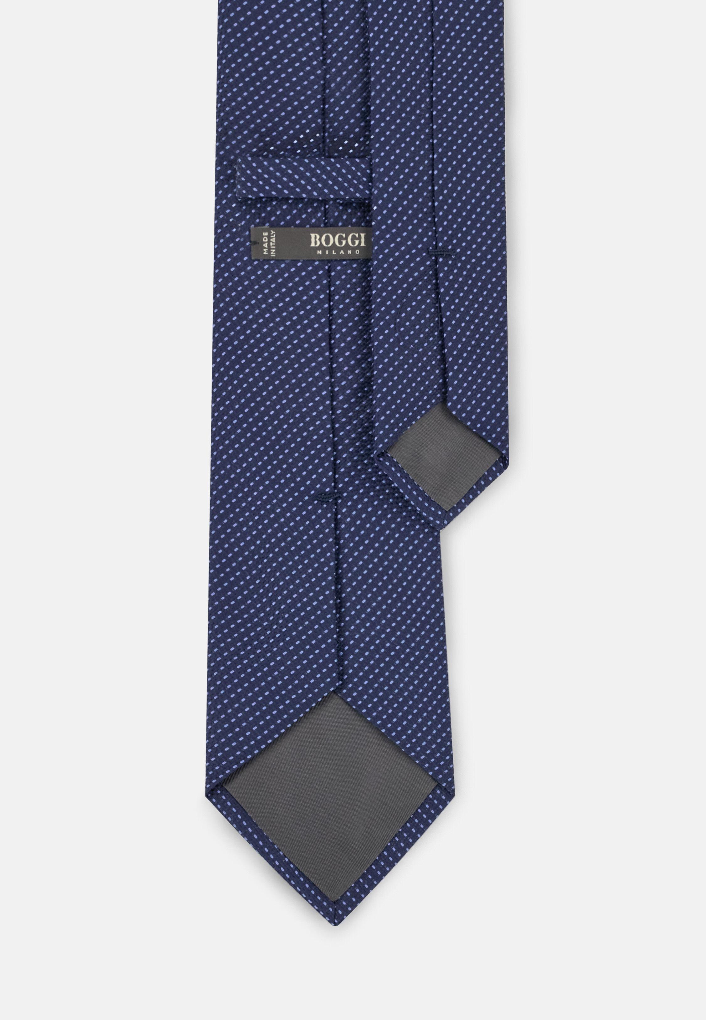Tie Micro Polka Dot Pattern in Jacquard Silk, Blue, Blue, large image number 0