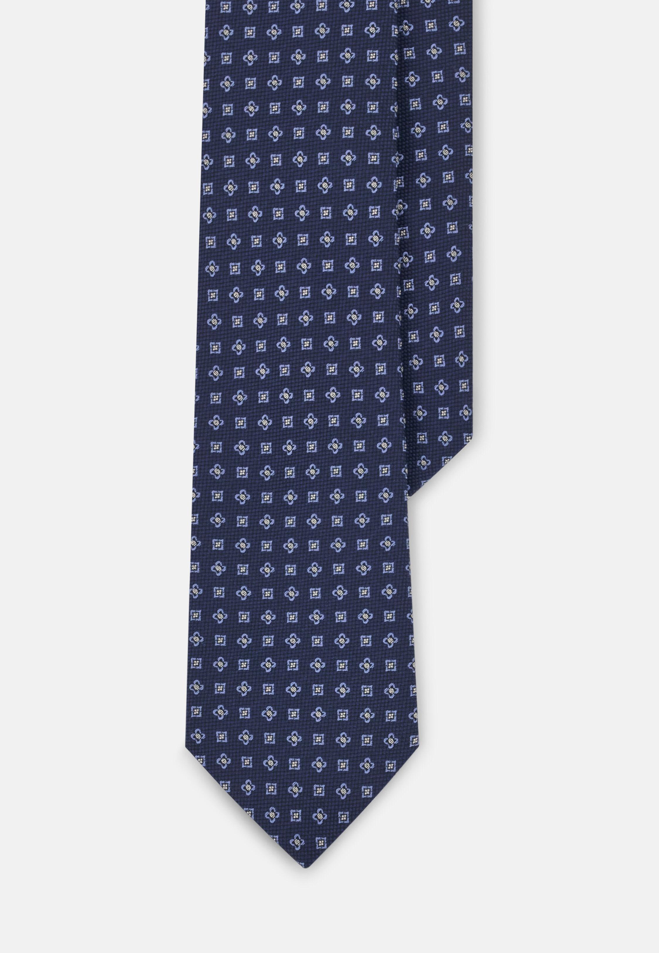 Tie Jacquard Micro Patterned Silk, Navy Blue, Navy blue, medium