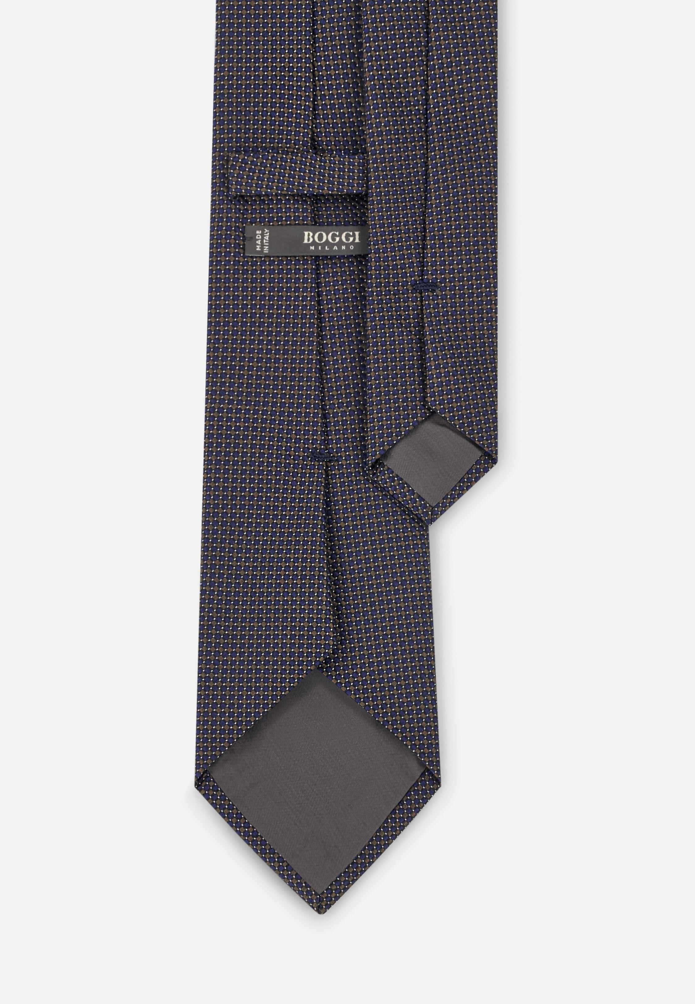 Formal Tie Geometric Motif Jacquard Silk Navy, Navy blue, large image number 0