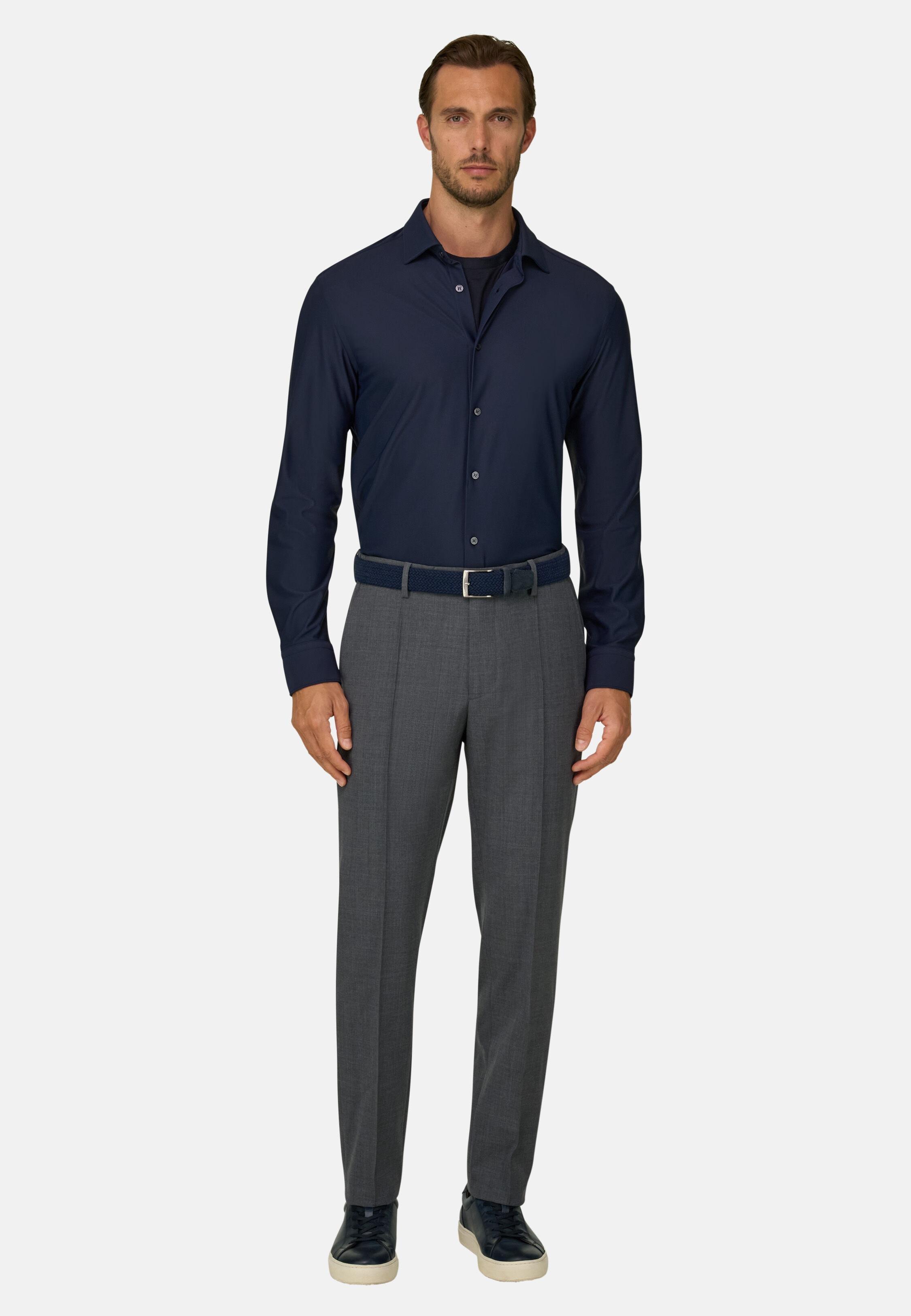 Trousers in Technical Wool, Dark Grey, Dark Grey, medium