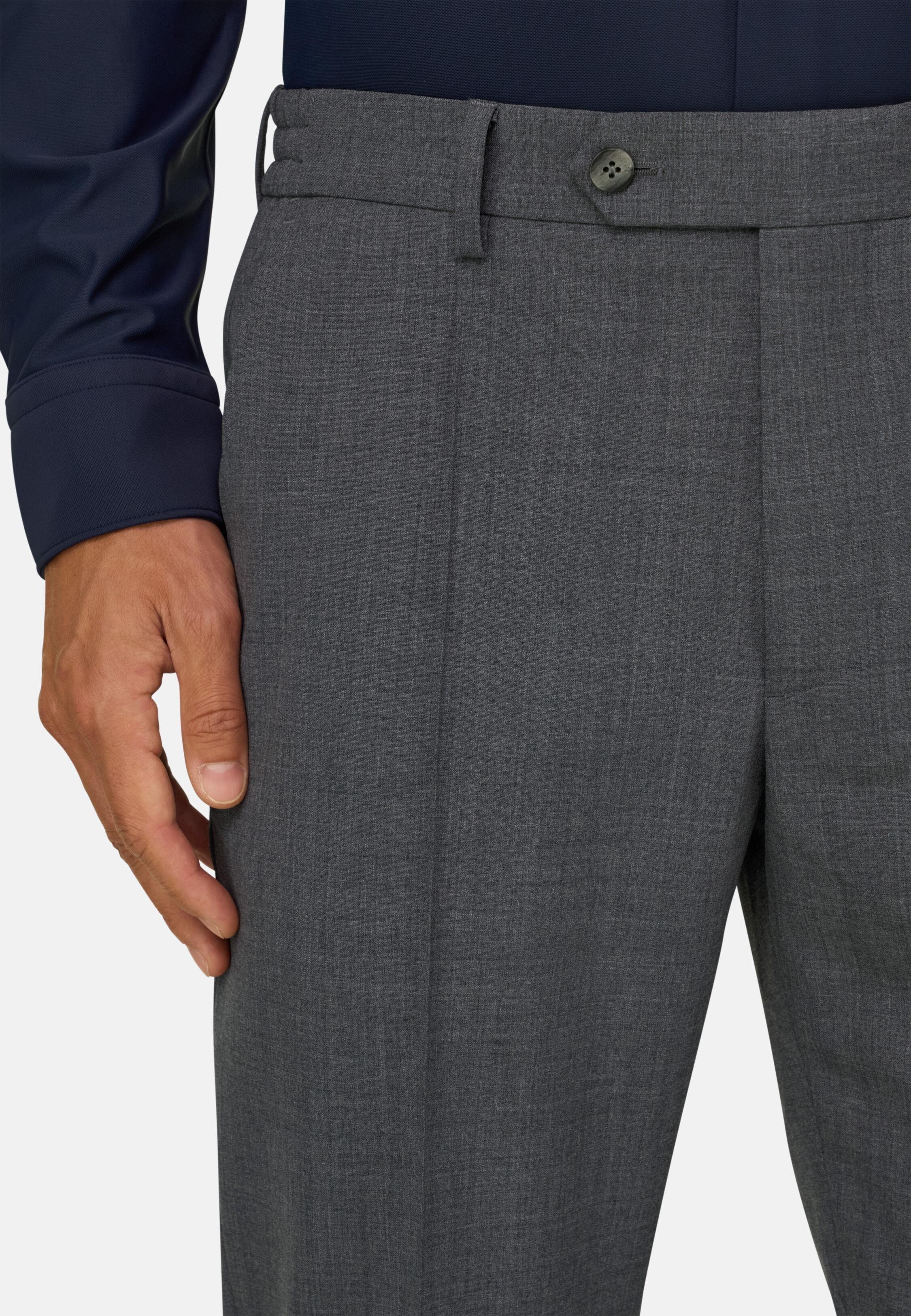 Trousers in Technical Wool, Dark Grey, Dark Grey, medium