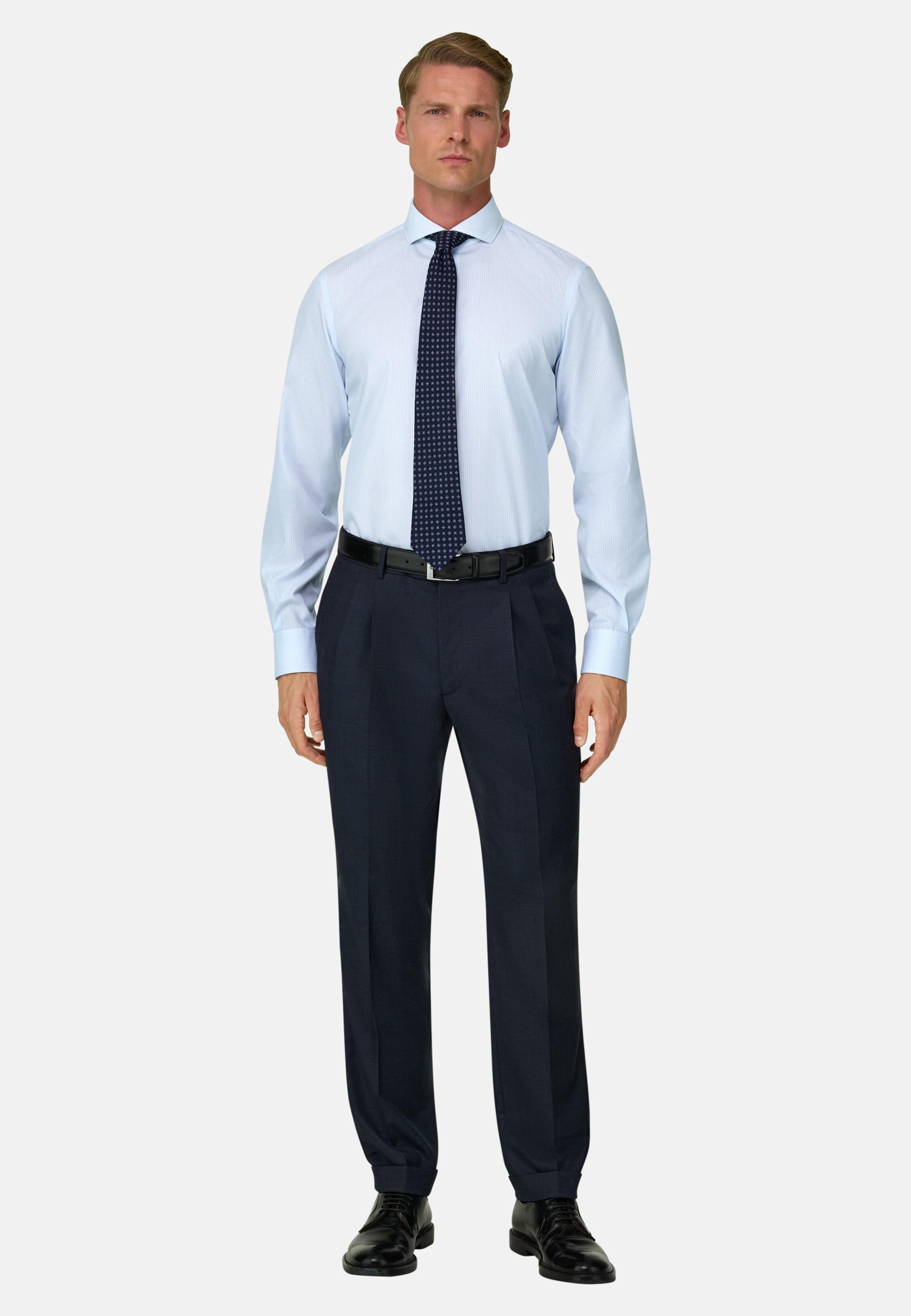 Striped Cotton Slim Fit Shirt Light Blue, Light Blue, medium
