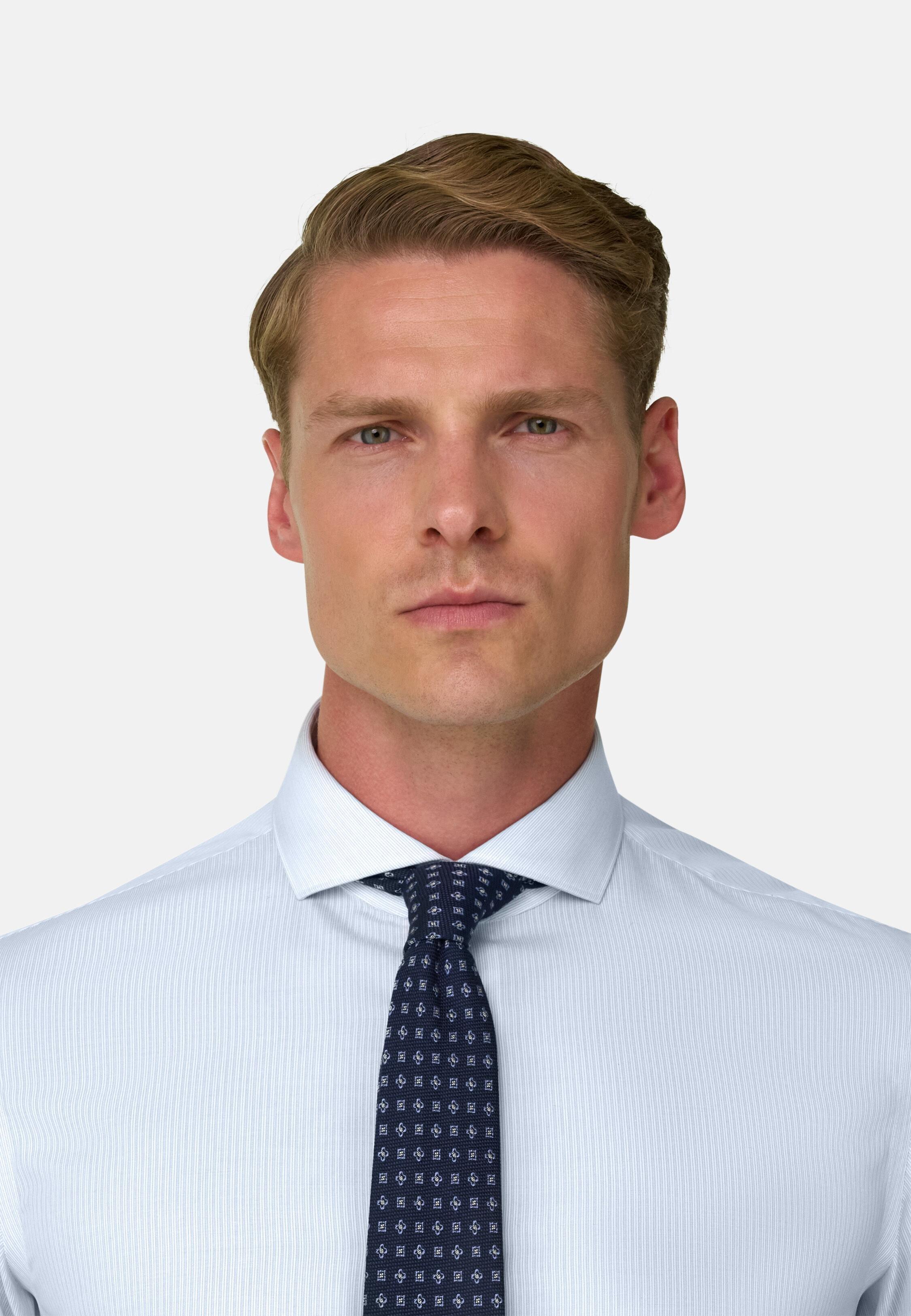 Striped Cotton Slim Fit Shirt Light Blue, Light Blue, large image number 1