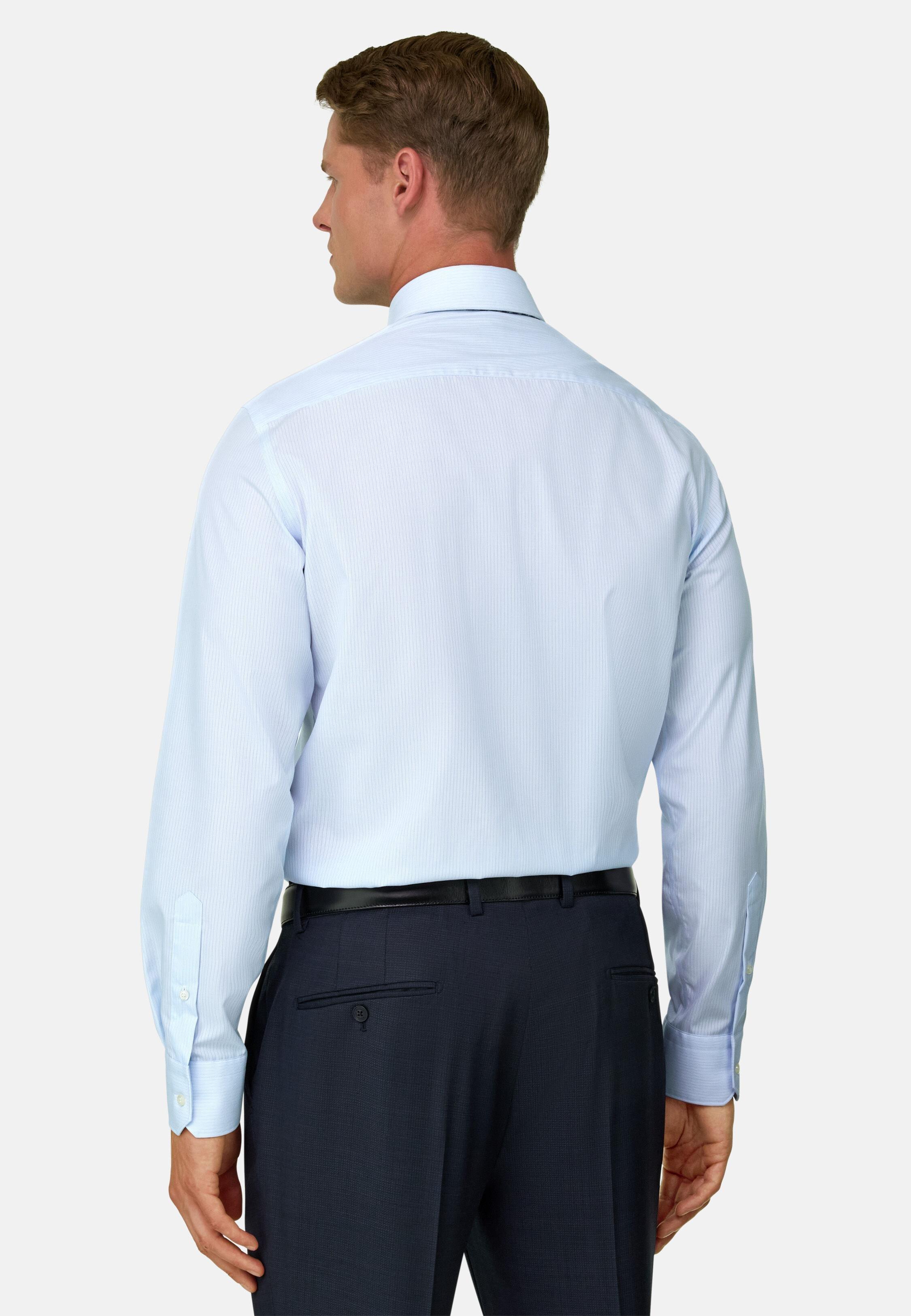Striped Cotton Slim Fit Shirt Light Blue, Light Blue, large image number 4