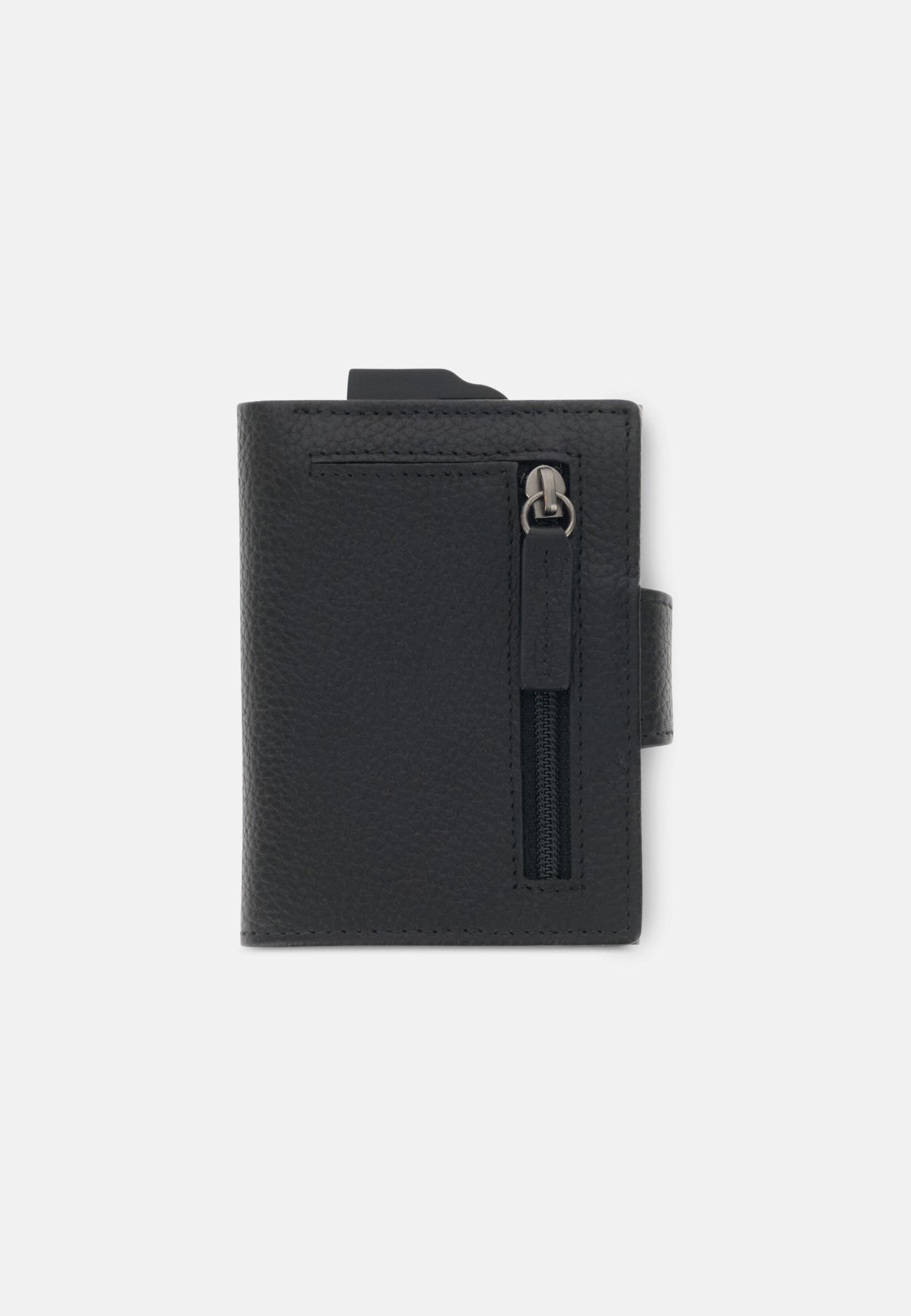 Credit Card Holder in Grained Leather Black, Black, medium