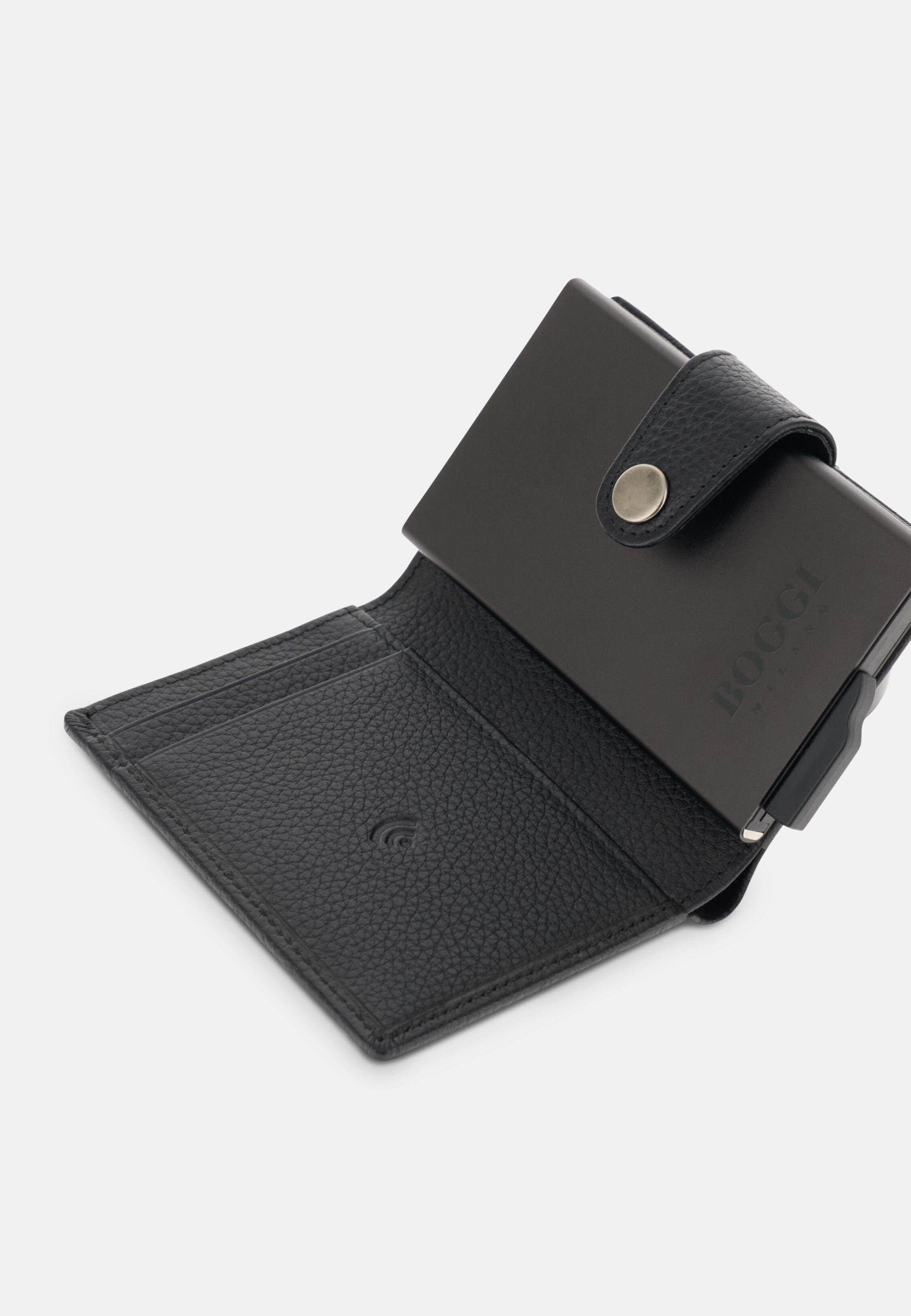 Credit Card Holder In Grained Leather Black, Black, large image number 3