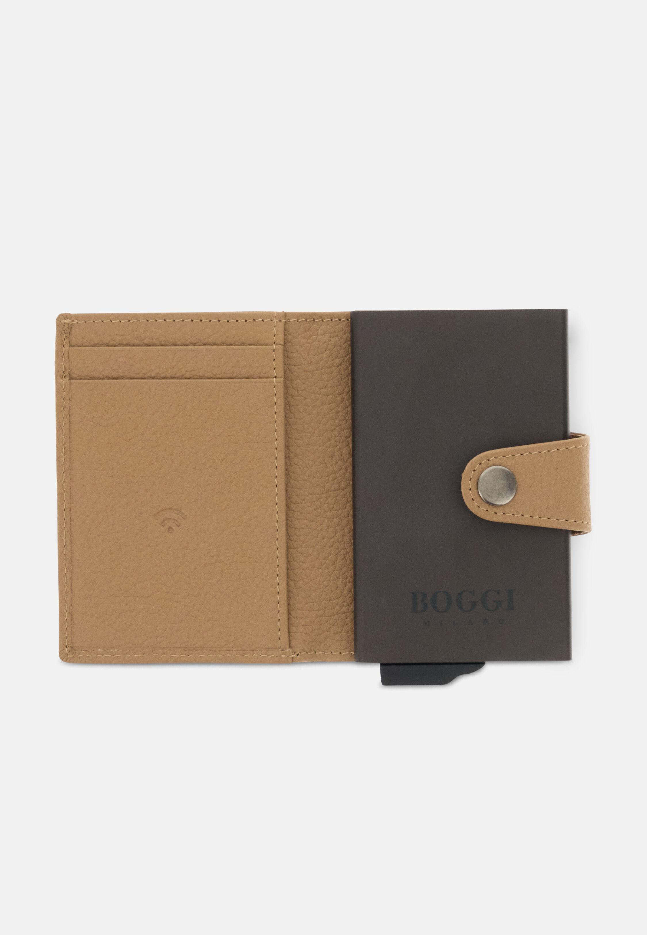Credit Card Holder In Grained Leather, Beige, 3901_CAML, large image number 0
