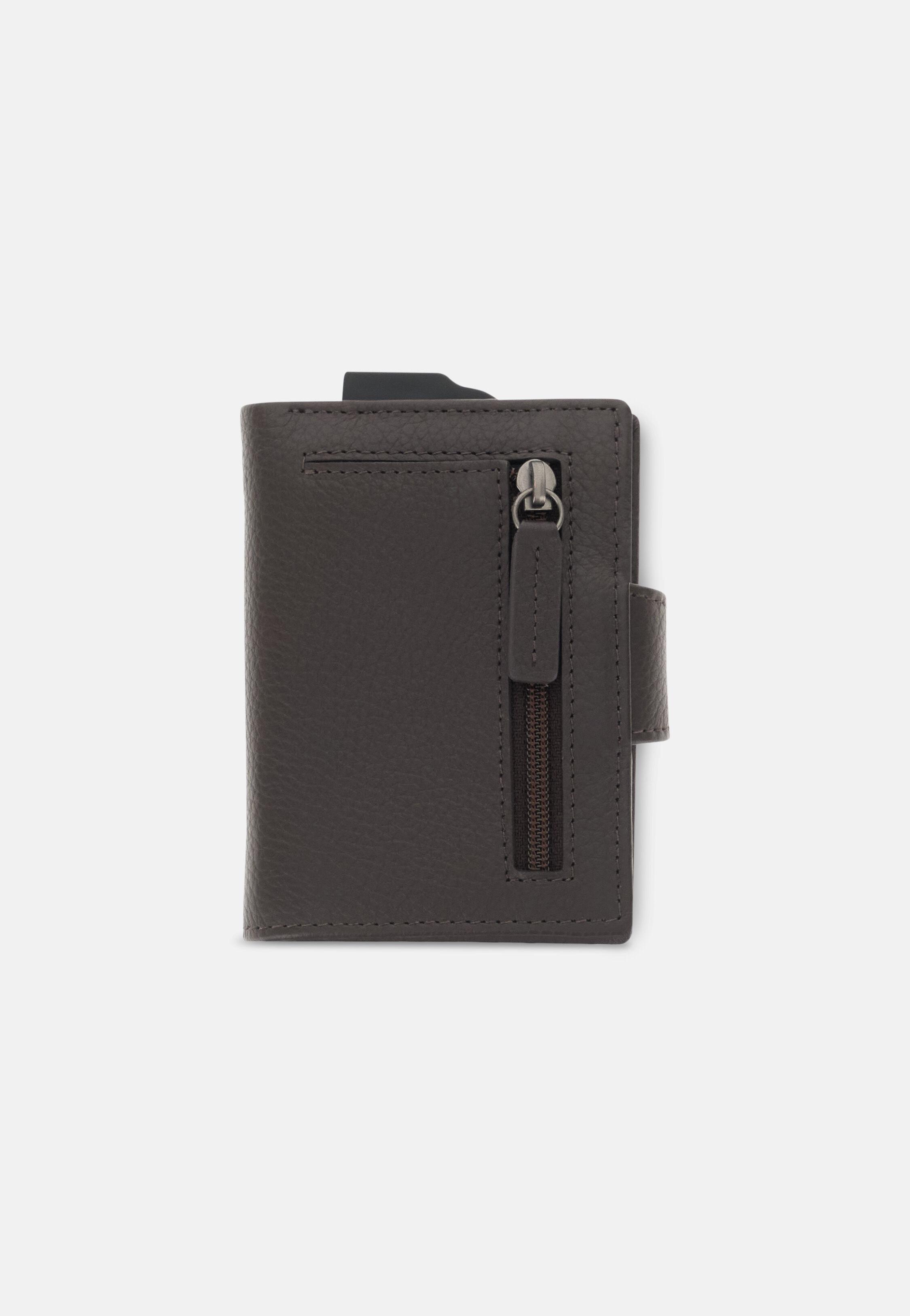 Credit Card Holder In Grained Leather Brown, Dark brown, large image number 1